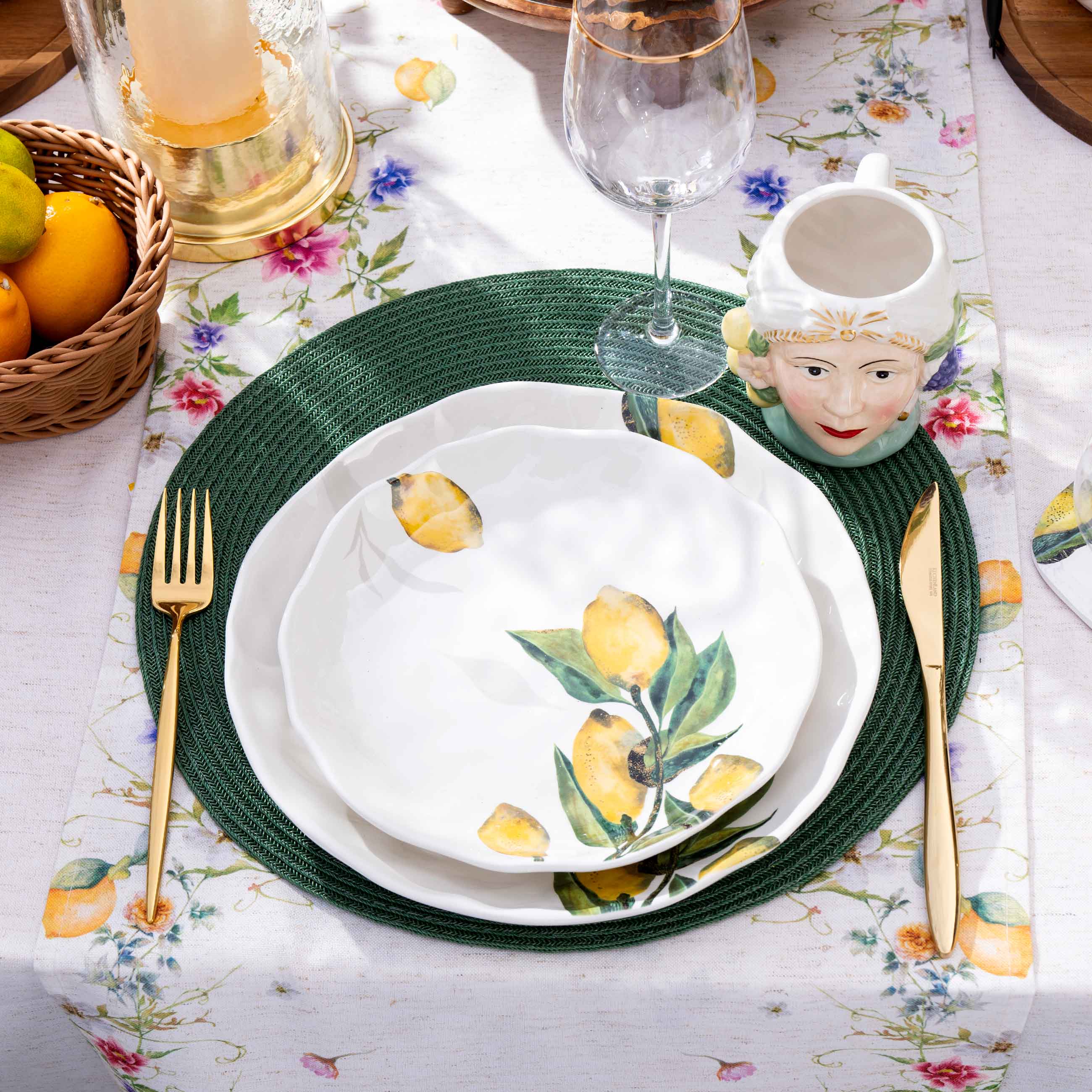 Тарелка обеденная, 27 см, керамика, белая, Лимоны на ветке, Sicily in bloom изображение № 7
