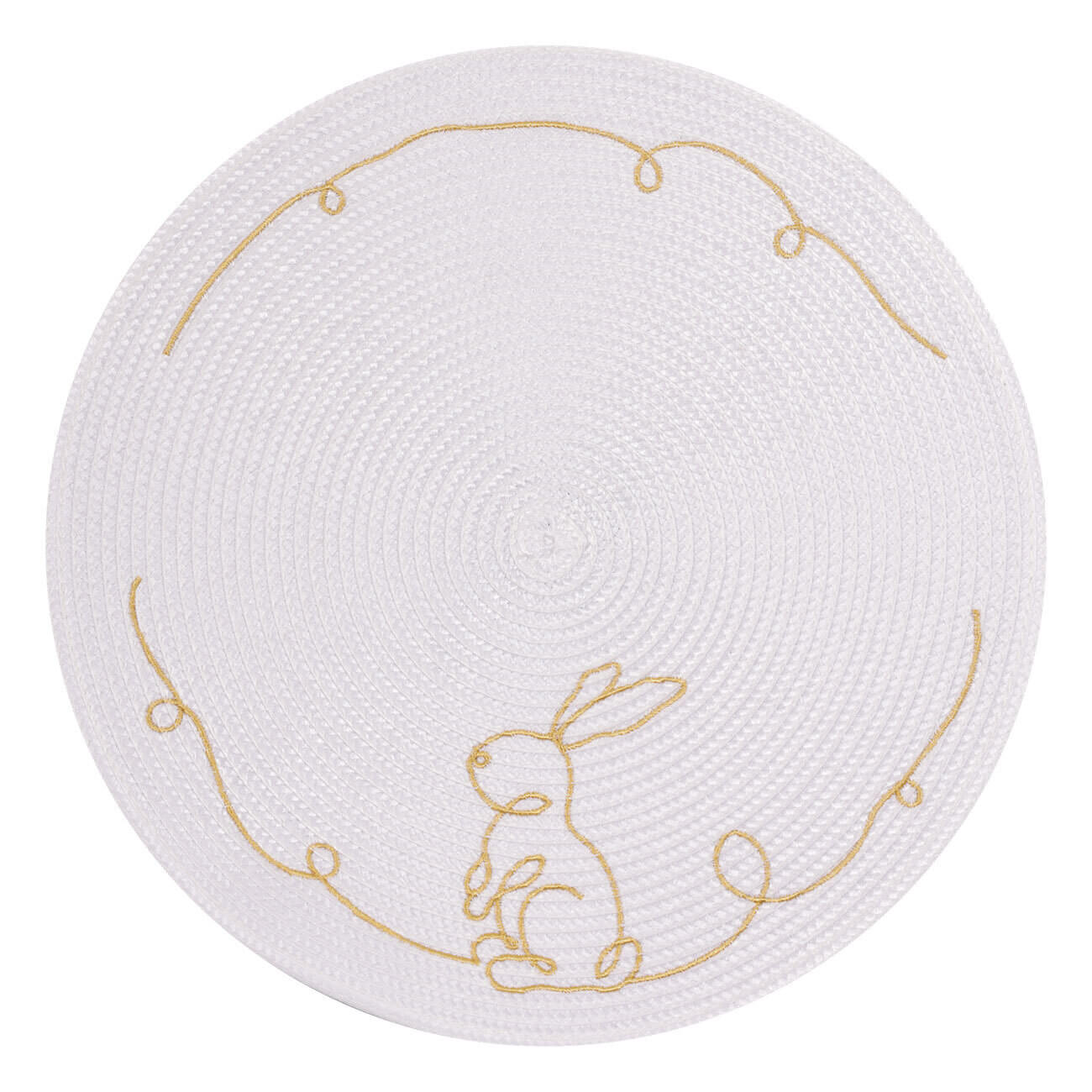 

Салфетка под приборы, 38 см, полиэстер/ПЭТ, круглая, белая, Кролик, Circle embroidery