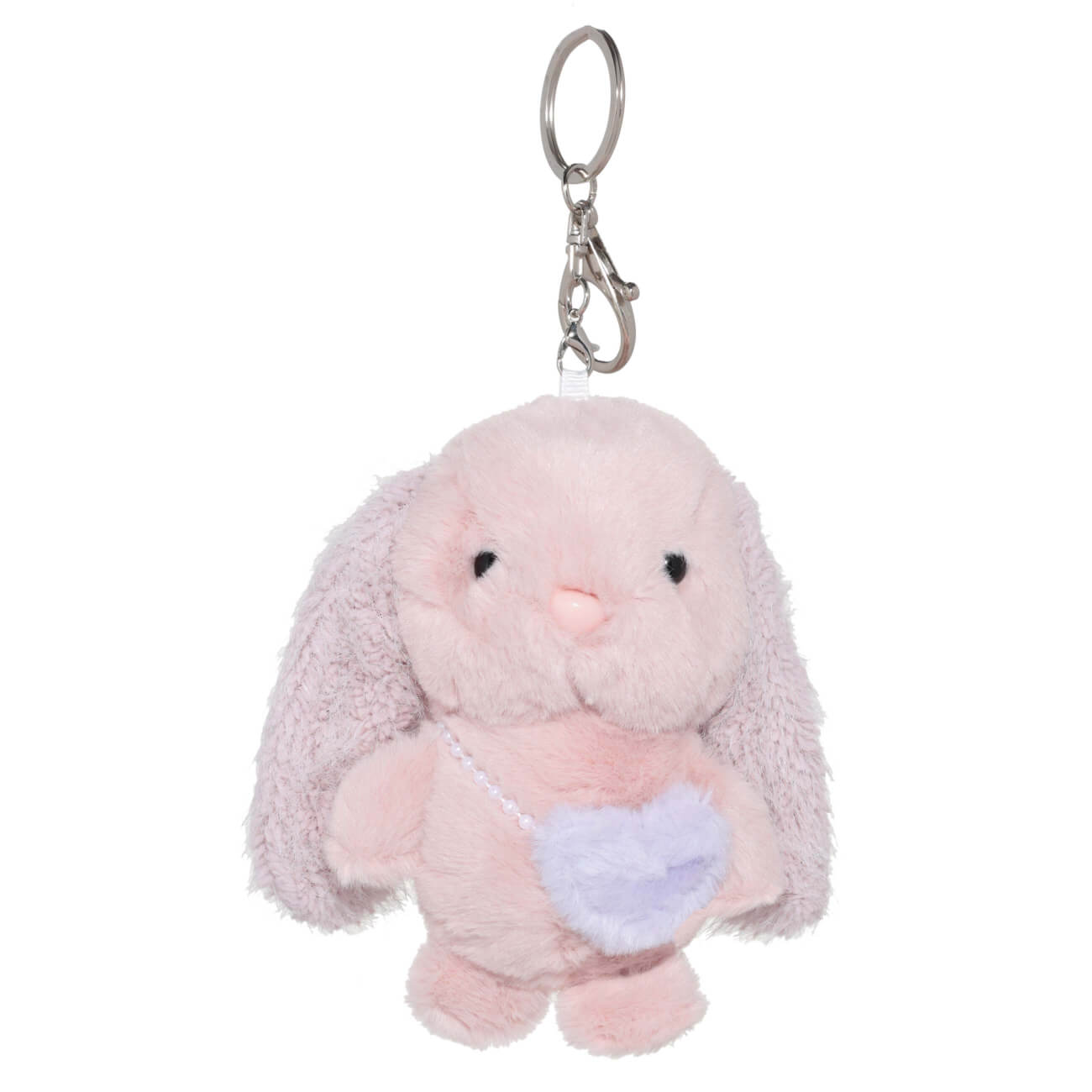 Брелок, 11 см, мягкий, полиэстер/металл, розово-фиолетовый, Зайка с сумочкой, Rabbit игрушка 21 см мягкая полиэстер розовая зайка с бантиком rabbit