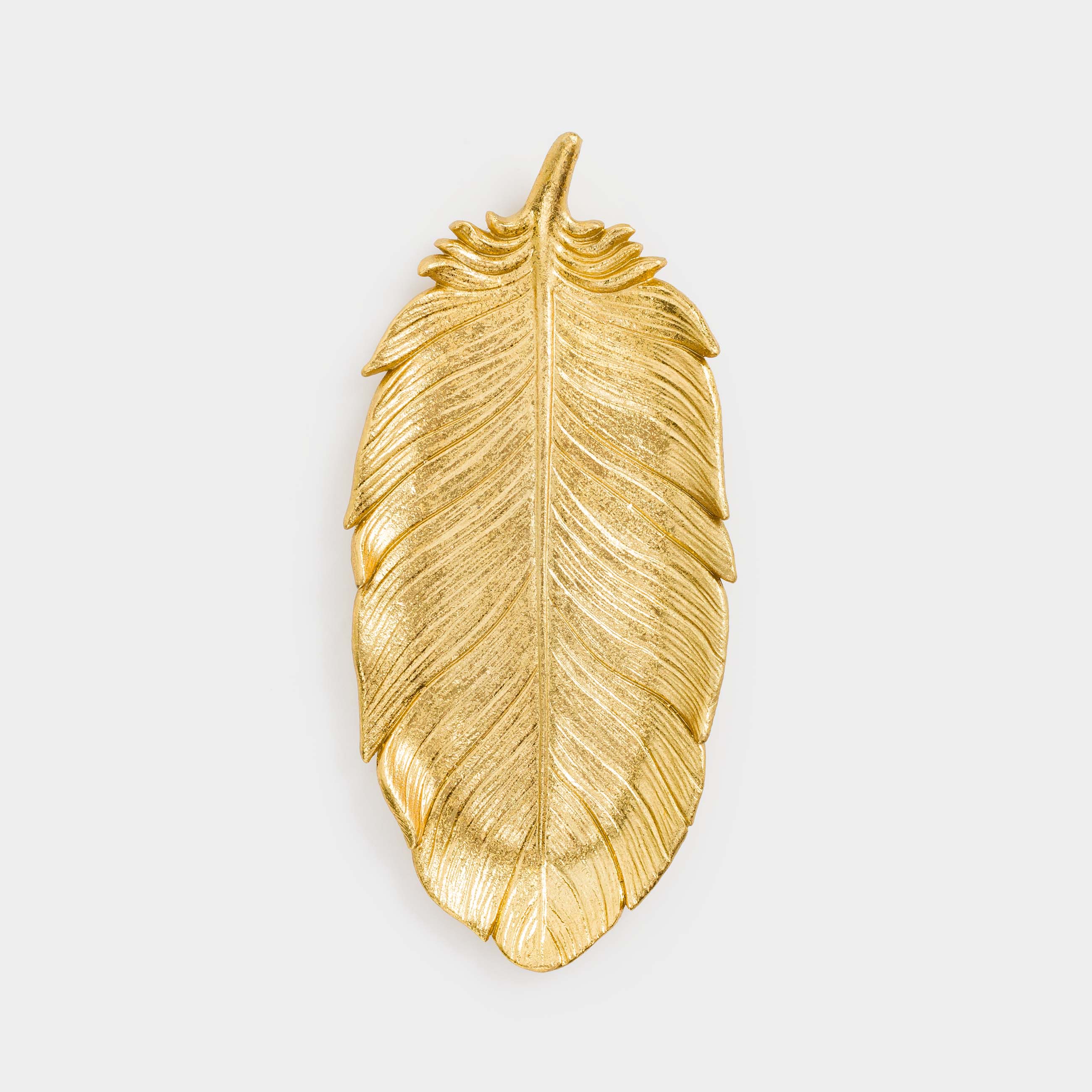 Блюдо декоративное, 25 см, полирезин, золотистое, Перо, Feather, image-2