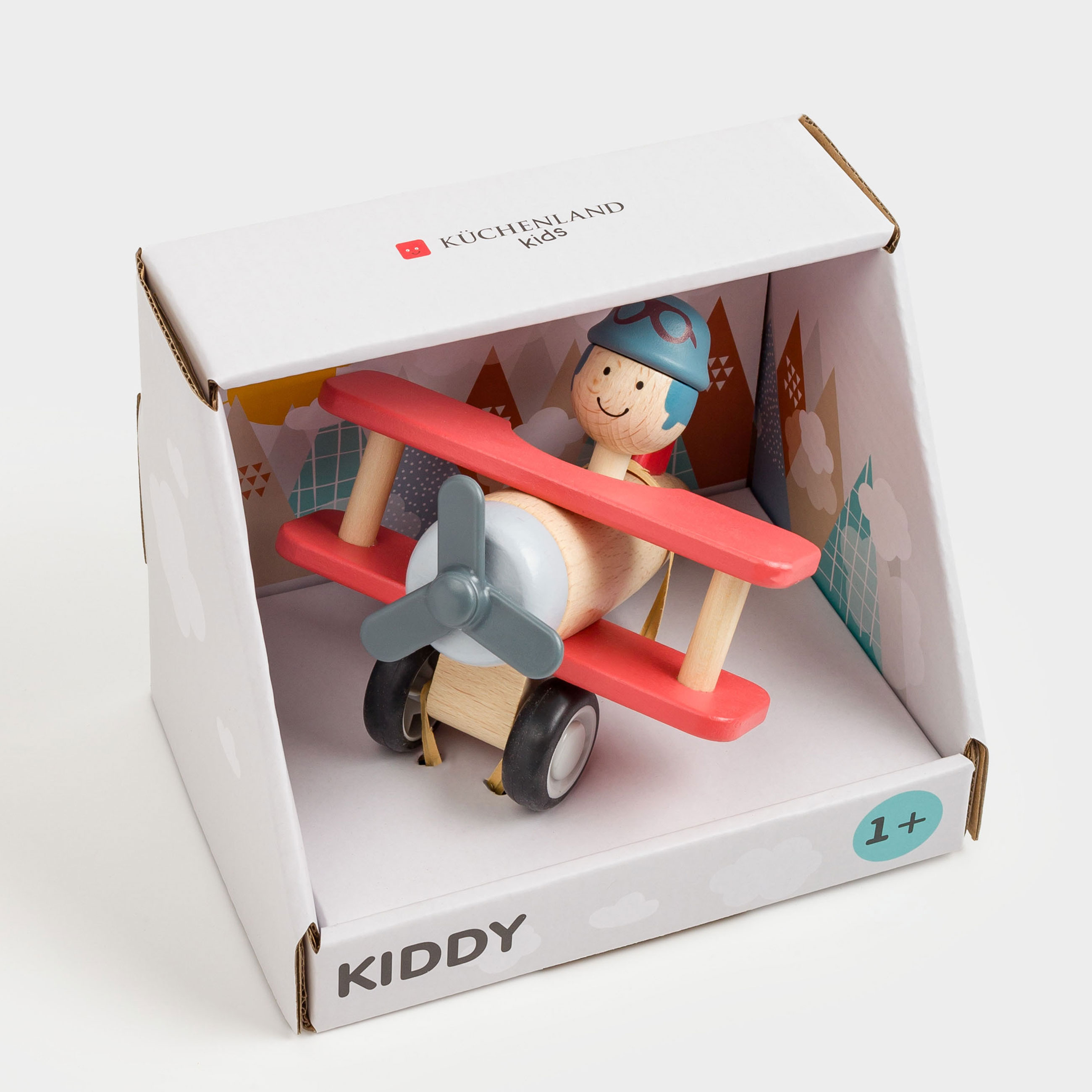 Игрушка, 13х11 см, дерево, красный, Самолетик, Kiddy, image-5