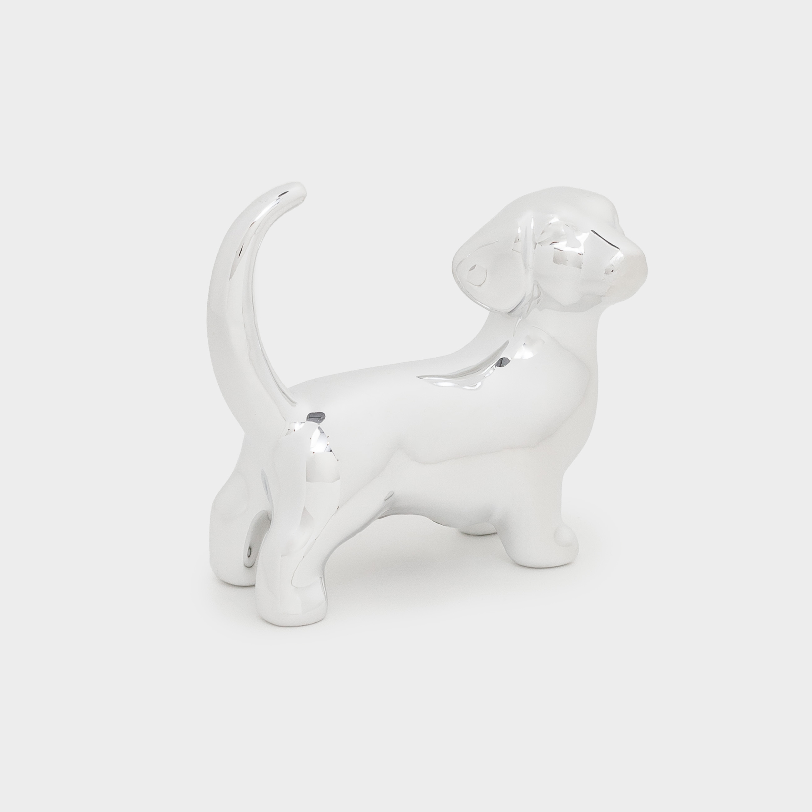 Держатель для украшений, 8 см, фарфор P, серебристый, Собака, Dog, image-2