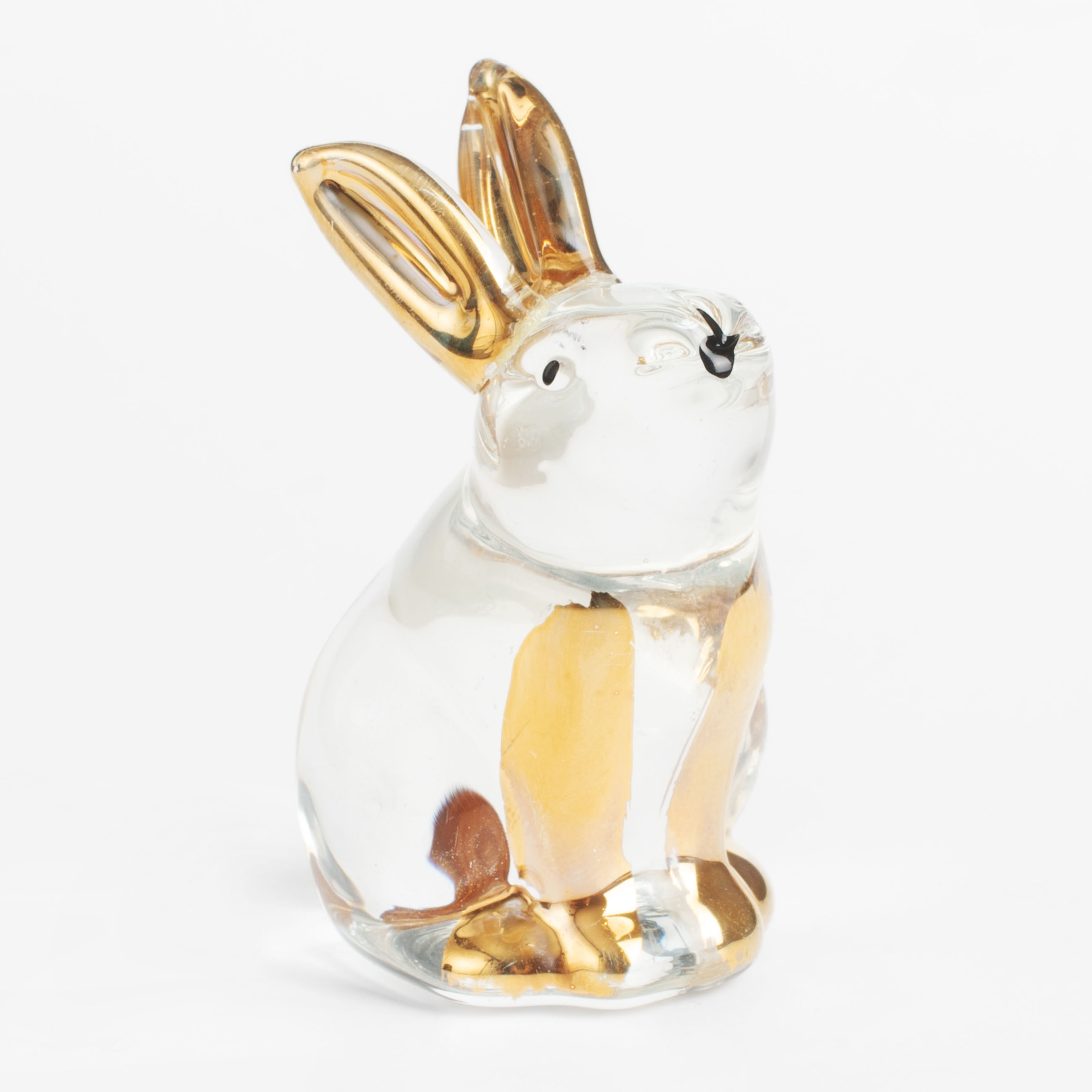 Статуэтка, 5 см, стекло, Кролик с золотистыми ушами и лапками, Vitreous изображение № 2