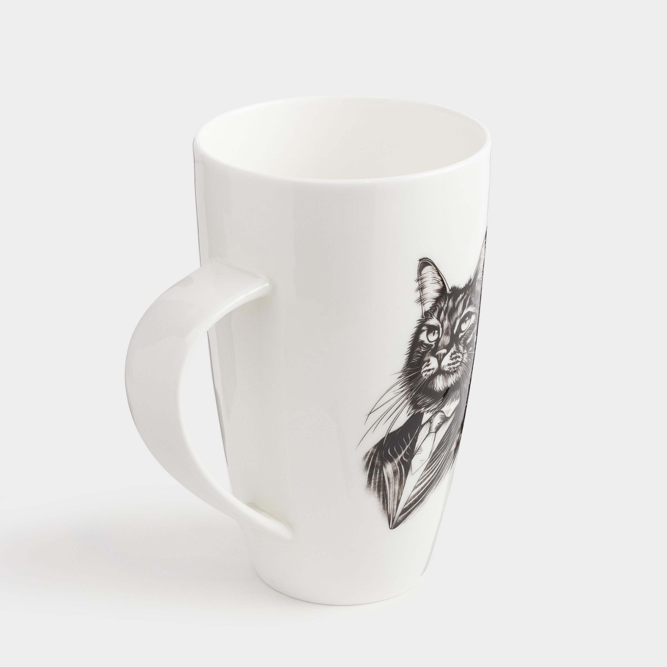 Кружка, 650 мл, фарфор F, белая, Кот в костюме, Cat, image-1