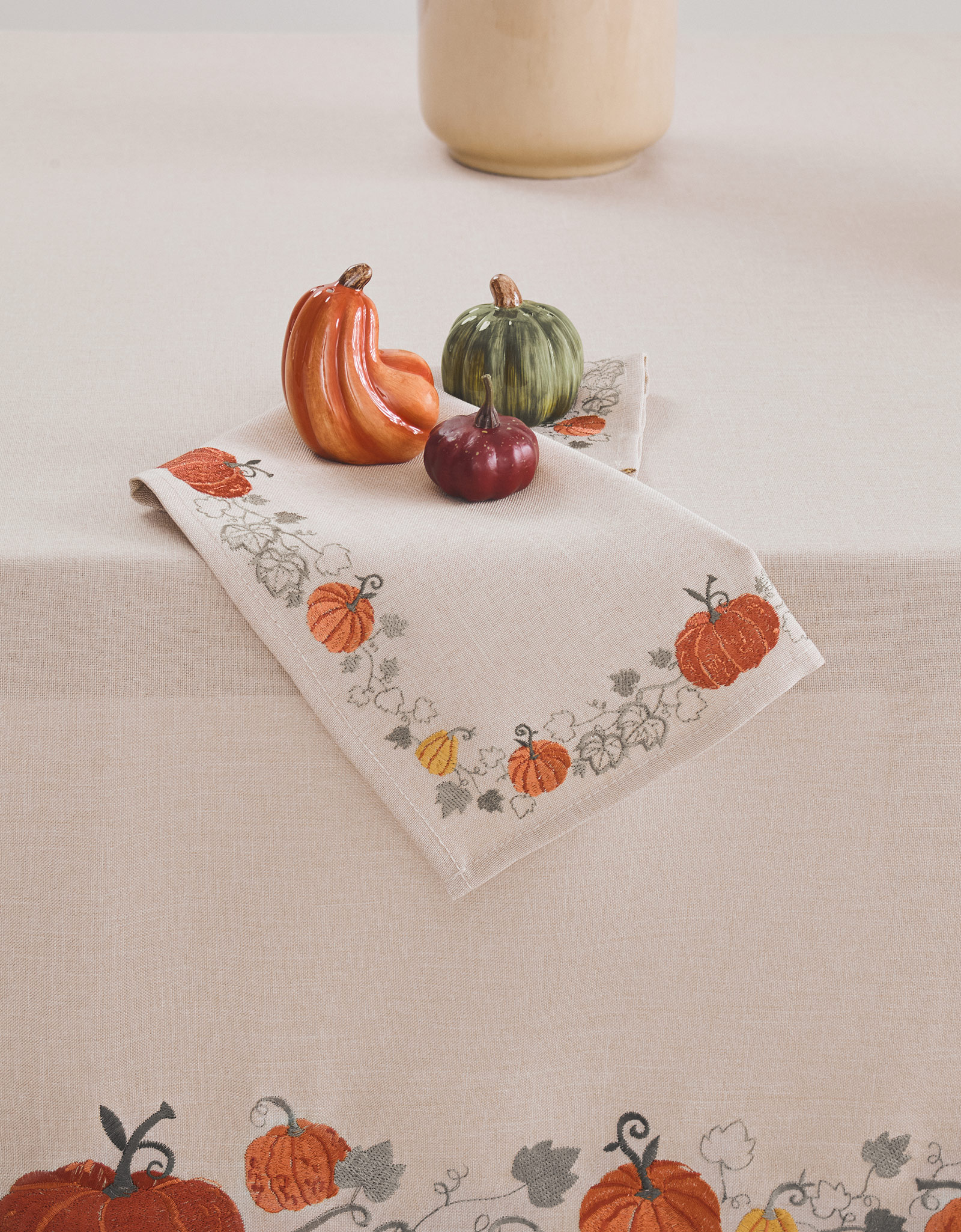 Скатерть, 170х250 см, полиэстер, бежевая, Тыквы, Colorful gourds, image-5