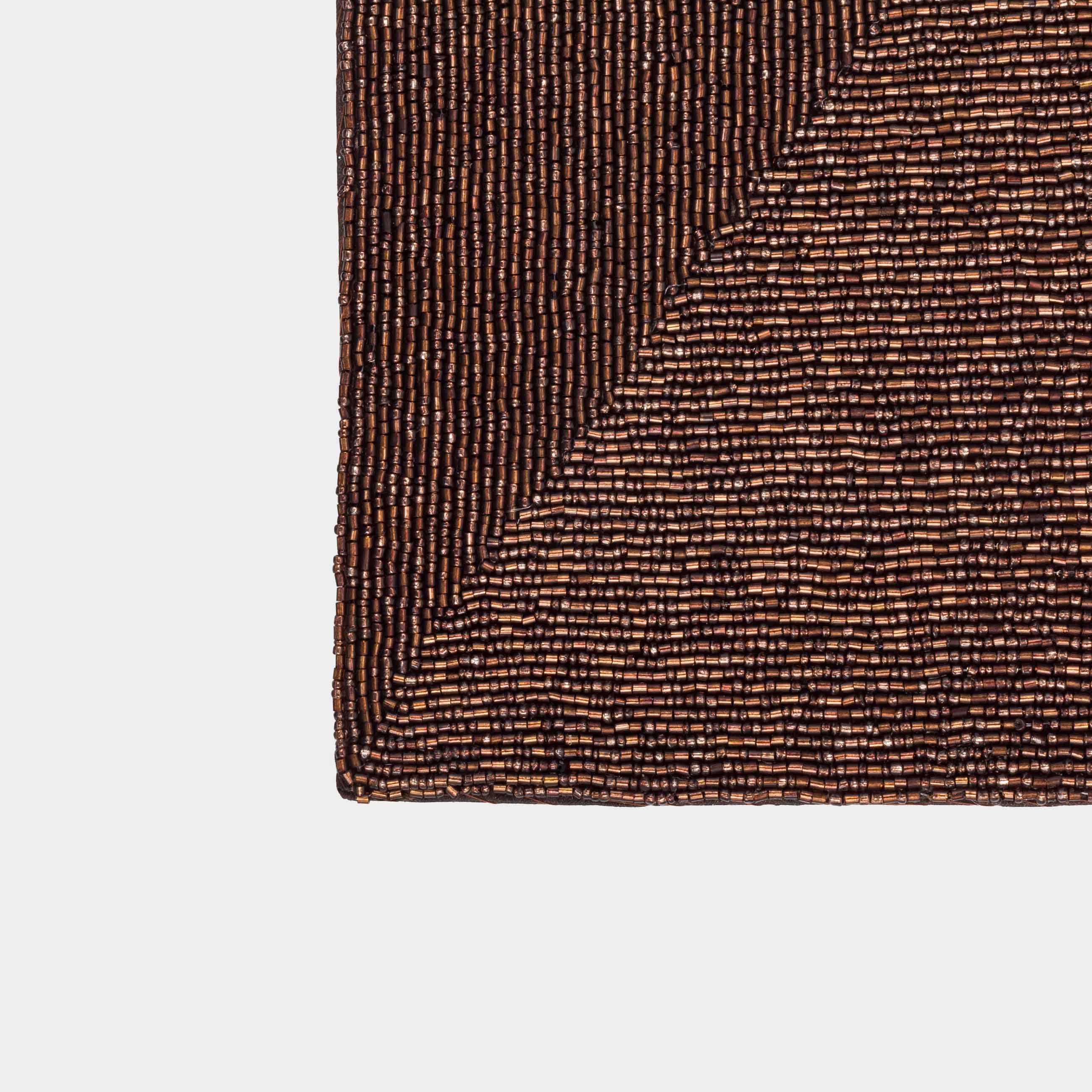 Салфетка под приборы, 30х40 см, бисер, прямоугольная, темно-бронзовая, Shiny beads, image-1