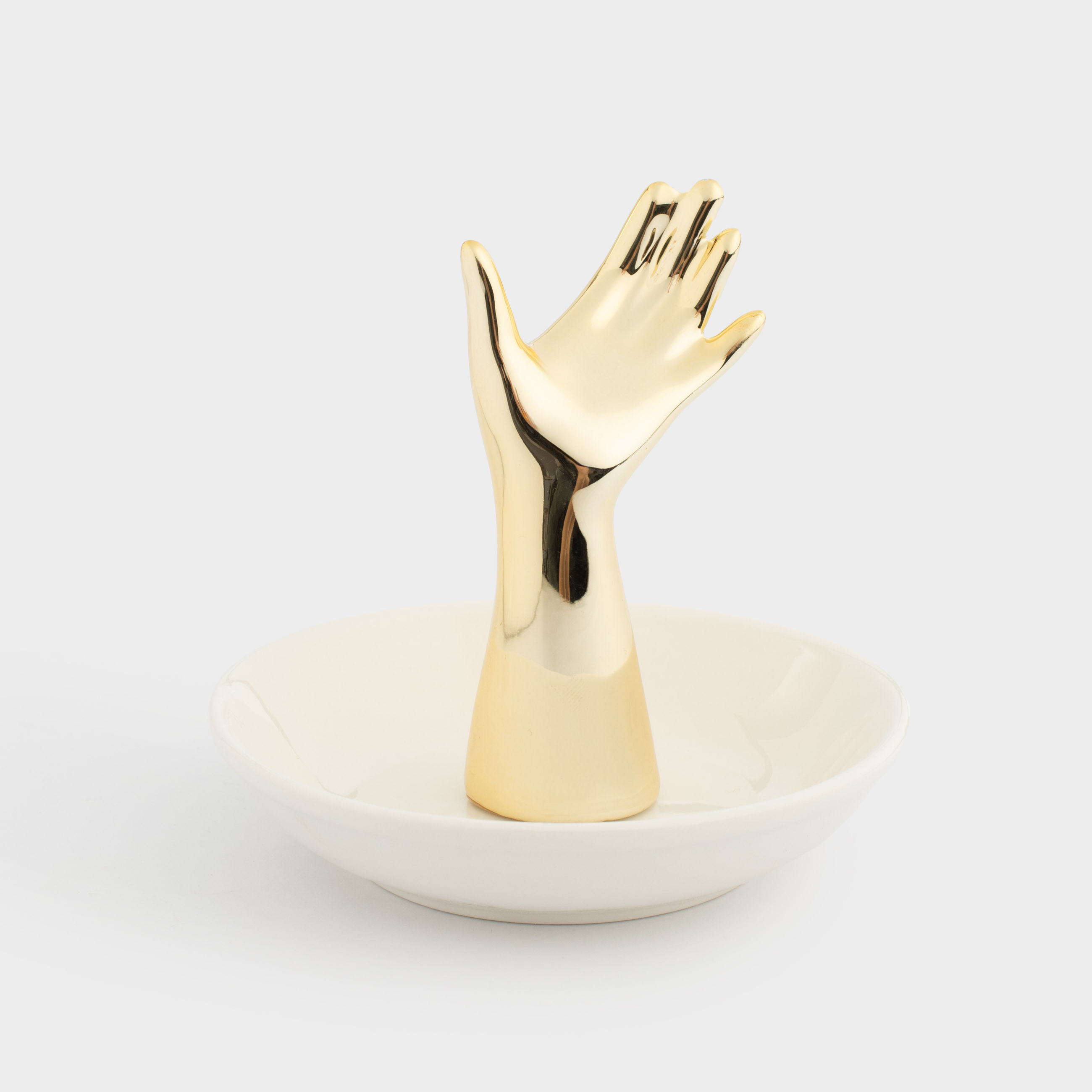Держатель для украшений, 10 см, керамика, бело-золотистый, Рука, Hand