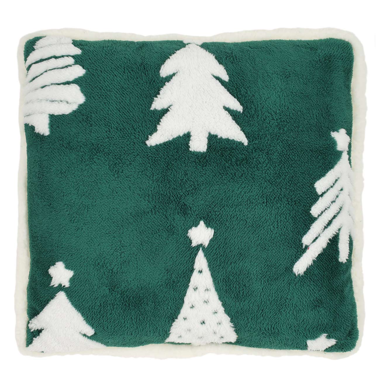 

Подушка декоративная, 45х45 см, шерпа, изумрудная, Графичные елки, Tree