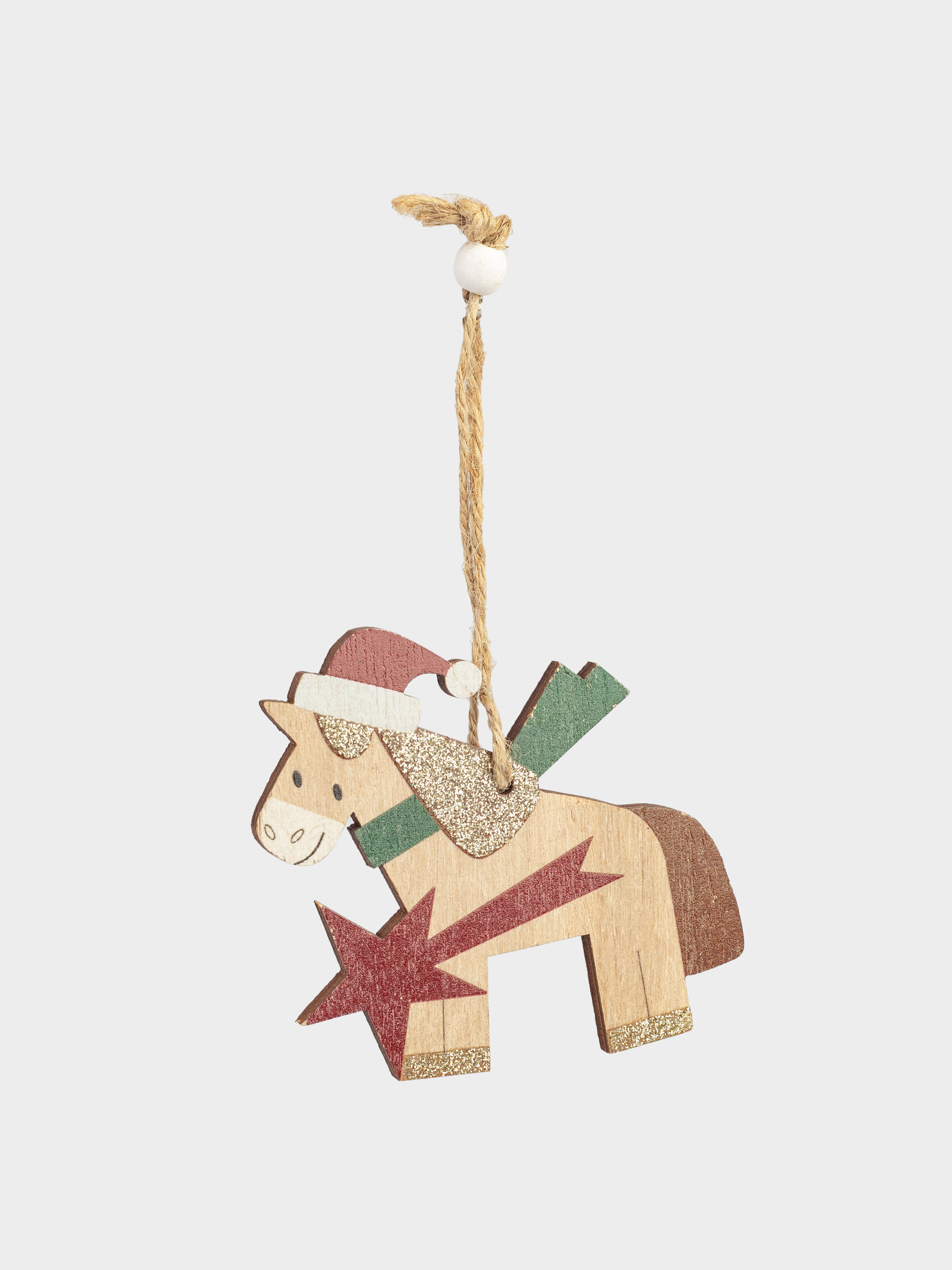 Набор елочных игрушек, 10 см, 9 шт, дерево, Лошадь, Figure wood, image-5