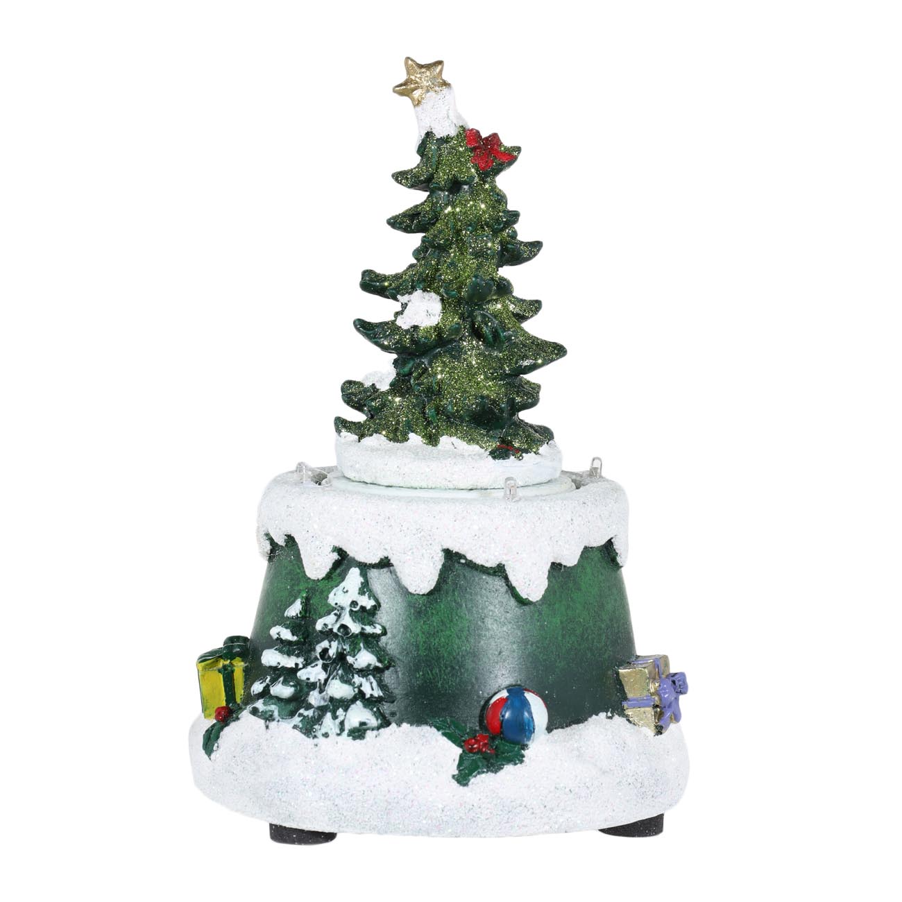 

Статуэтка с подсветкой, 17 см, вращающаяся, полирезин, зеленая, Елка, Christmas style