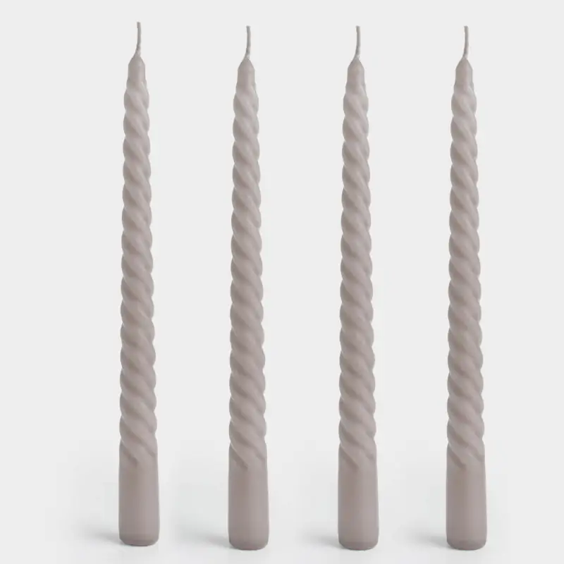 Свеча, 25 см, 4 шт, тонкая, серая, Спираль, Spiral shape, image-preview