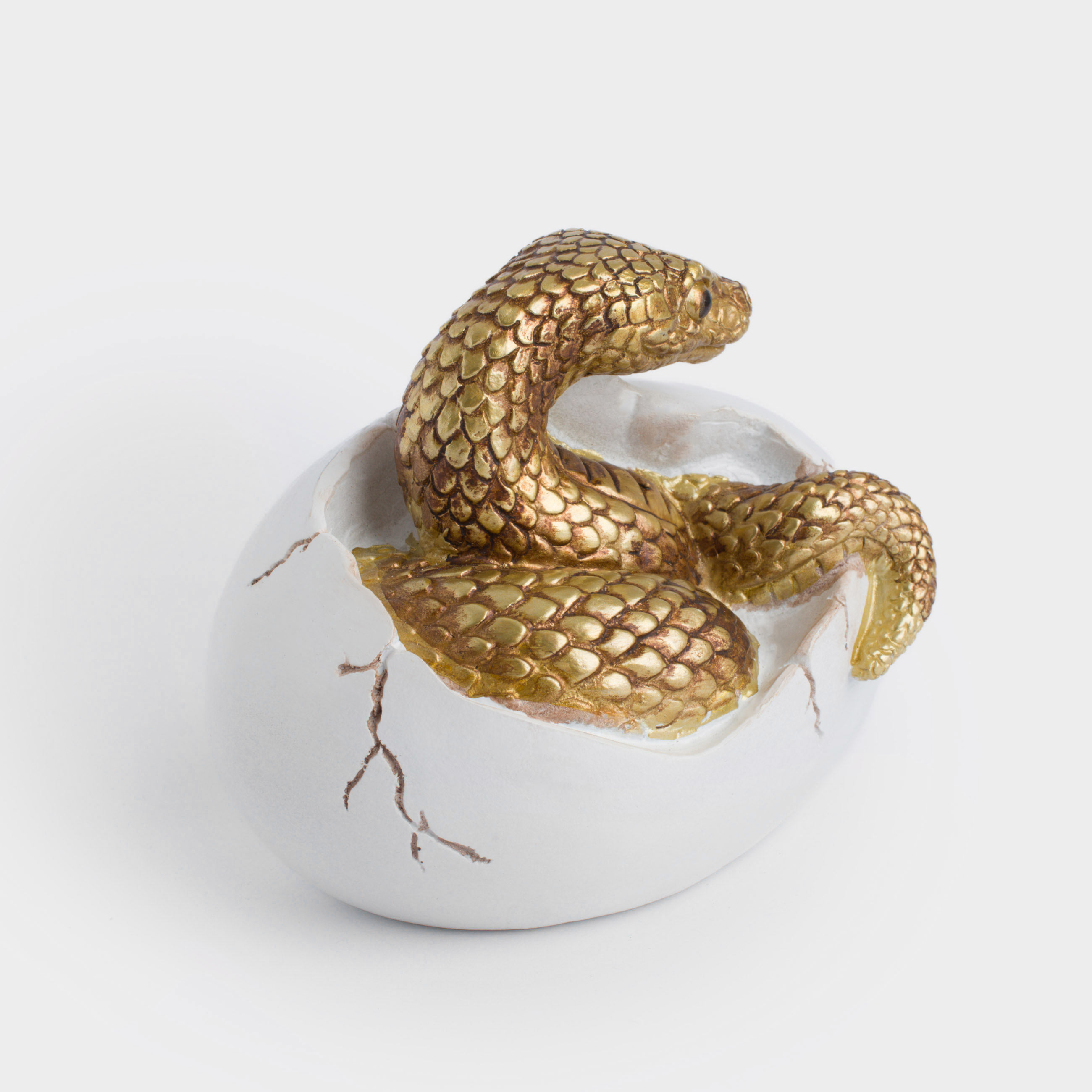 Статуэтка, 13 см, полирезин, молочно-золотистая, Змея, Snake gold, image-2
