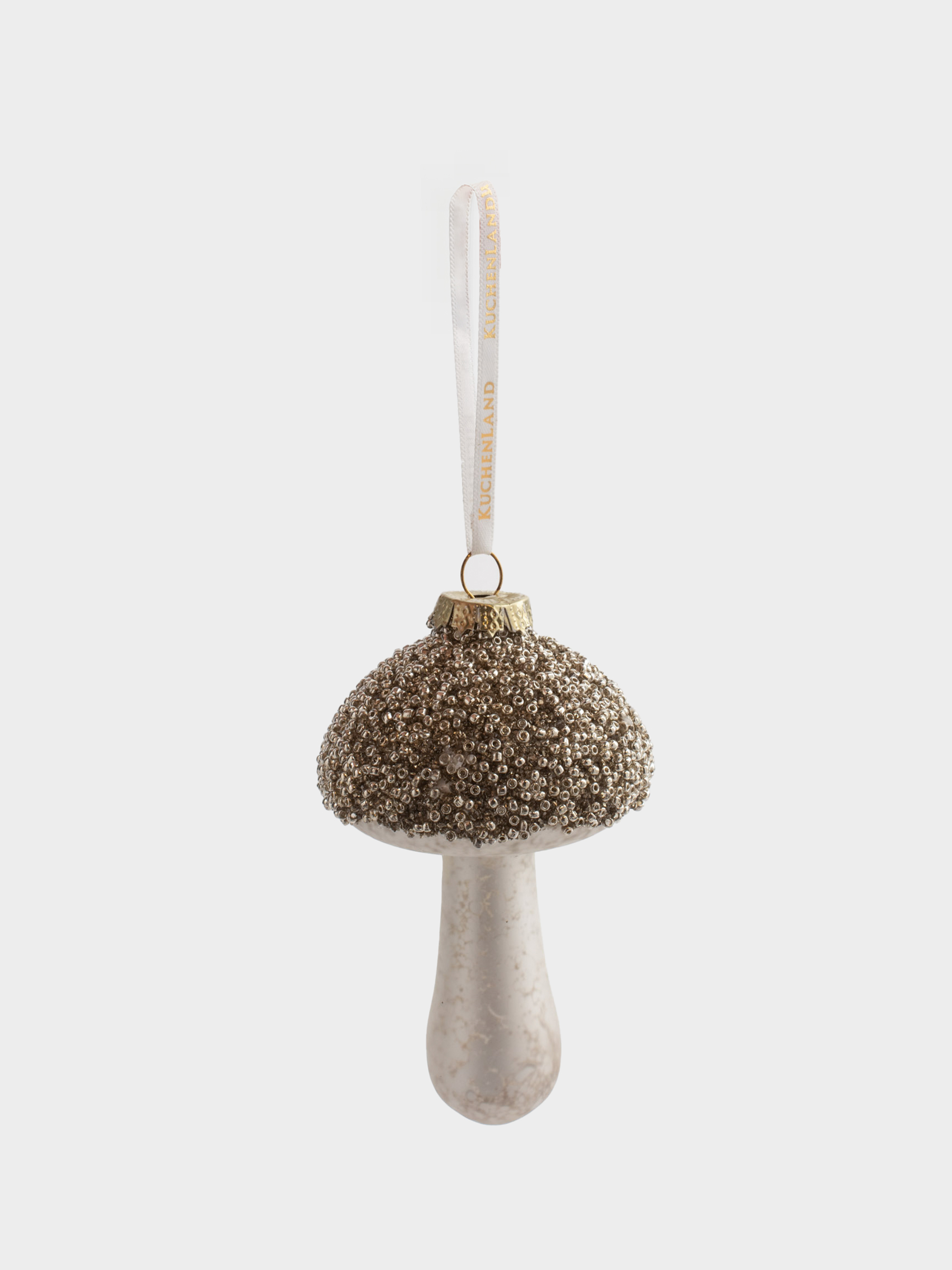 Игрушка елочная, 8х9 см, стекло, с блестками, шампань, Гриб, Figure sparkle, image-3