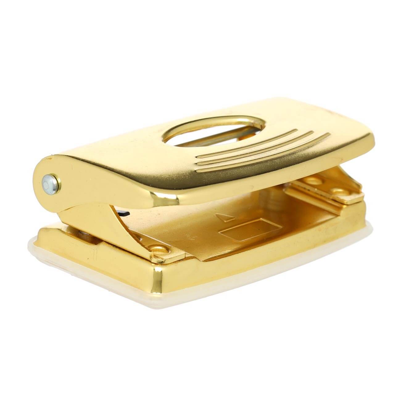 

Дырокол, 12х6 см, с линейкой, металл, золотистый, Stationery gold