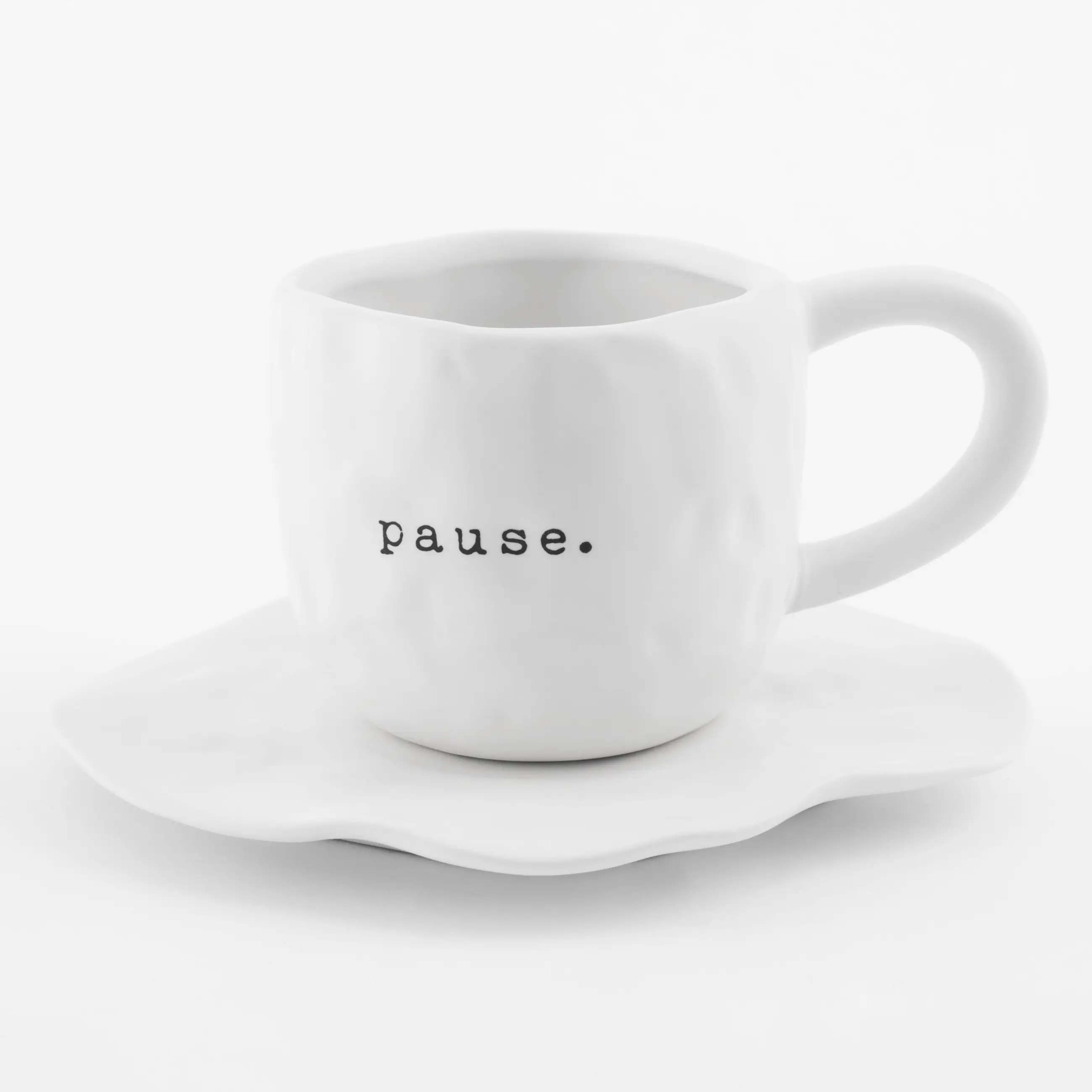 Пара чайная, 1 перс, 2 пр, 460 мл, керамика, белая, Pause, Crumple font, image-0