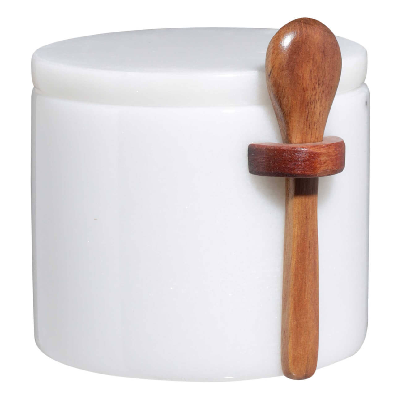 

Банка для сыпучих продуктов, 300 мл, с ложкой, мрамор/дерево, белая, Marble
