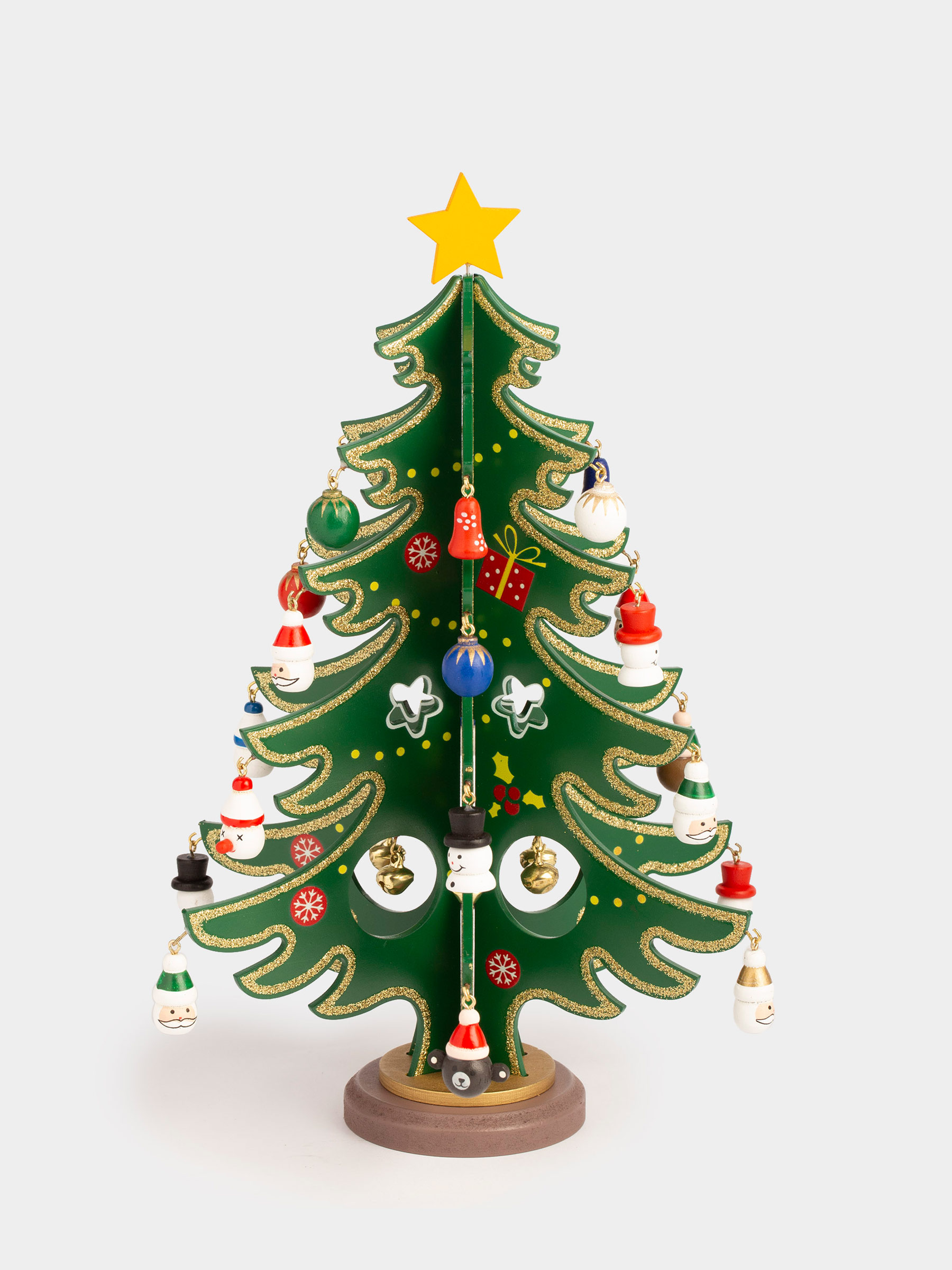 Статуэтка, 29 см, с подвесками, МДФ, зеленая, Ель с игрушками, Christmas style, image-1