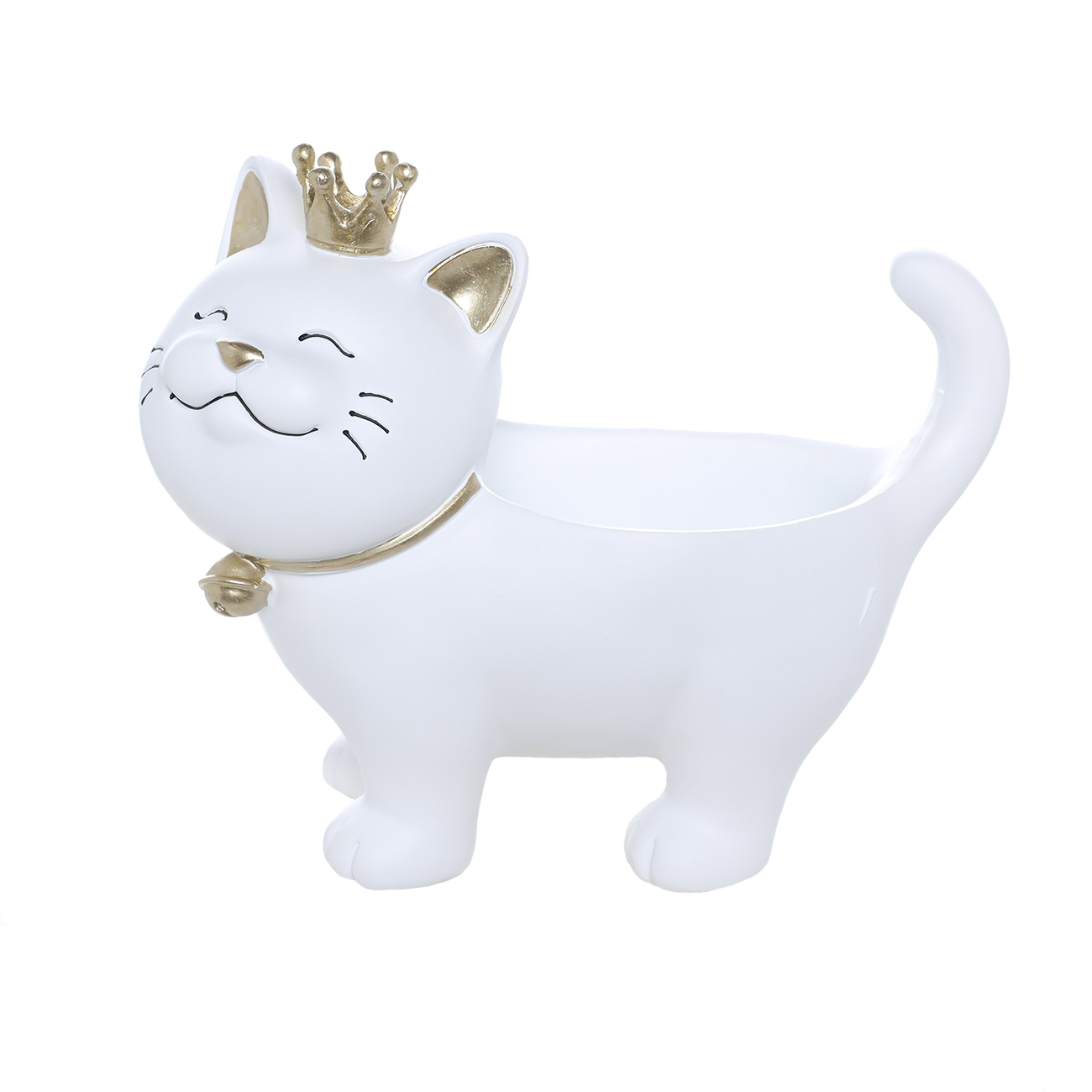 

Конфетница, 25х22 см, полирезин, Белая кошка в короне, Cat