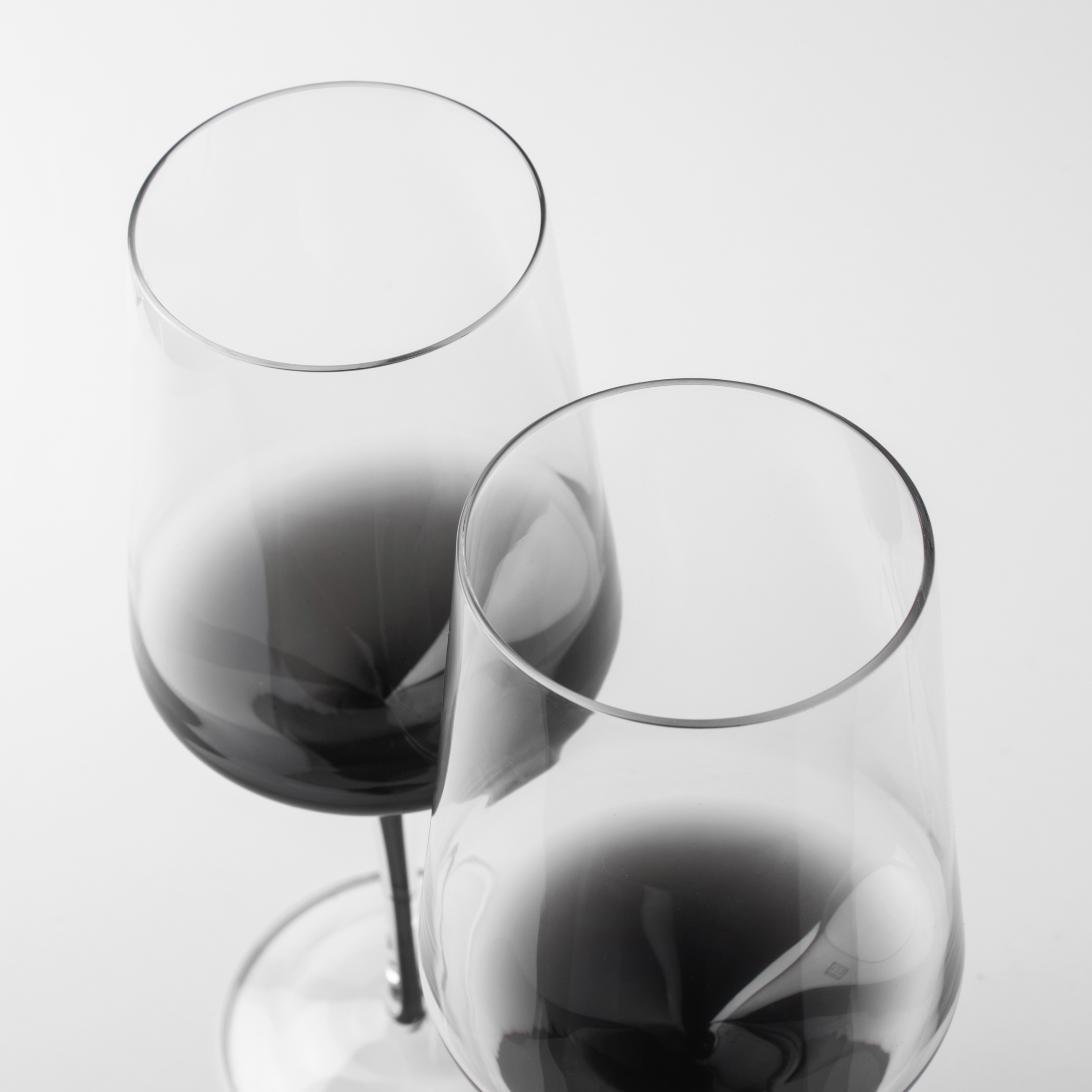 Бокал для вина, 460 мл, 2 шт, стекло, серый градиент, черная ножка, Stone color изображение № 3