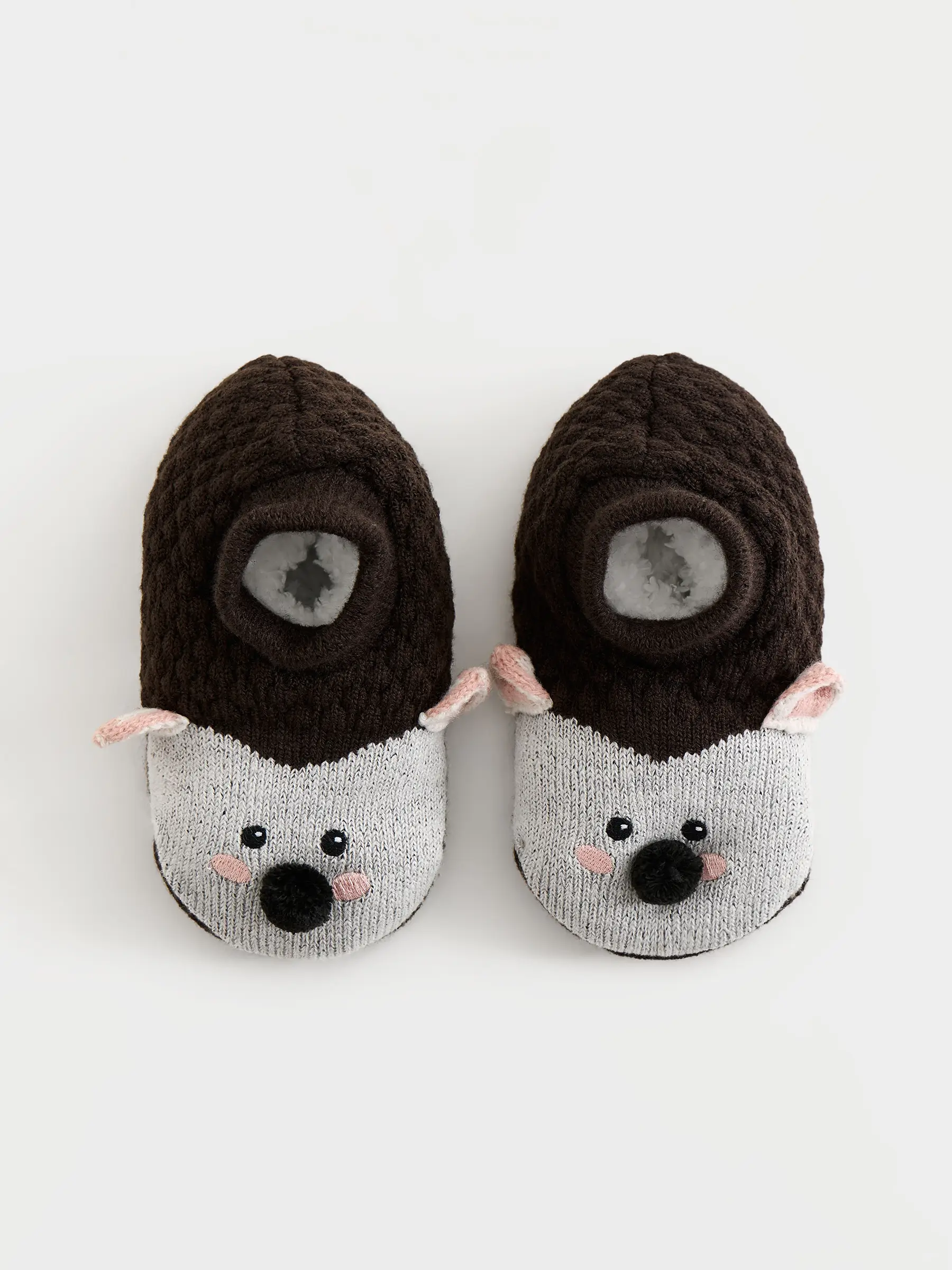 Носки детские, домашние, р. 27-29, акрил/шерпа, коричневые, Еж, Funny warm