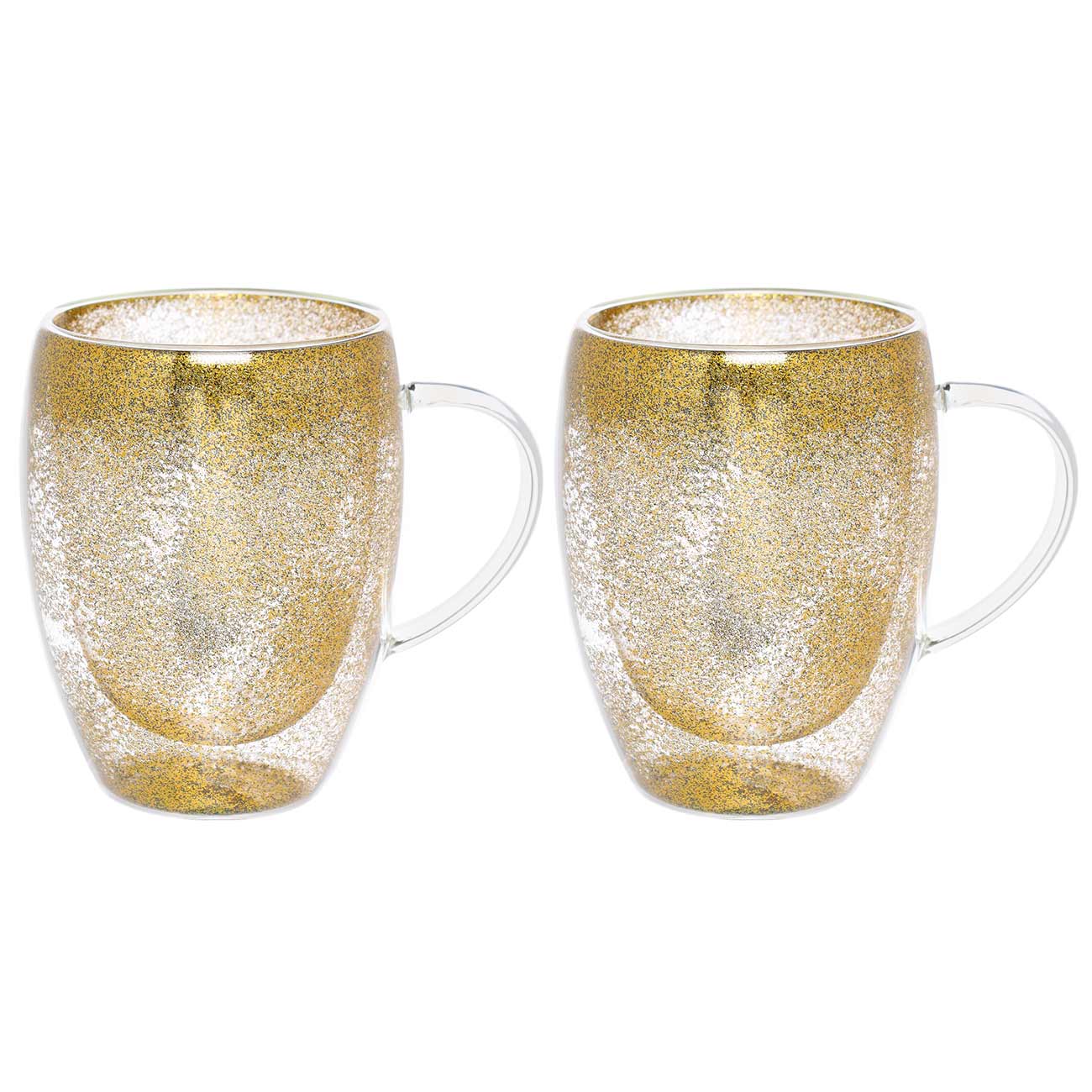 

Кружка, 350 мл, 2 шт, стекло Т, с золотистыми блестками, Air sparkly