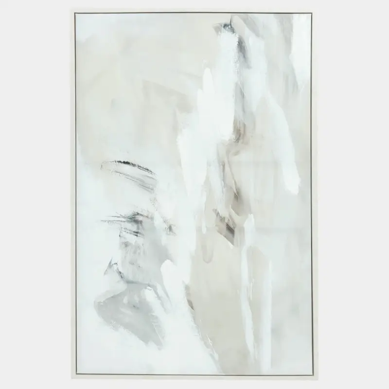 Картина в раме, 80х120 см, холст, бело-бежевая, Штрихи, Abstract