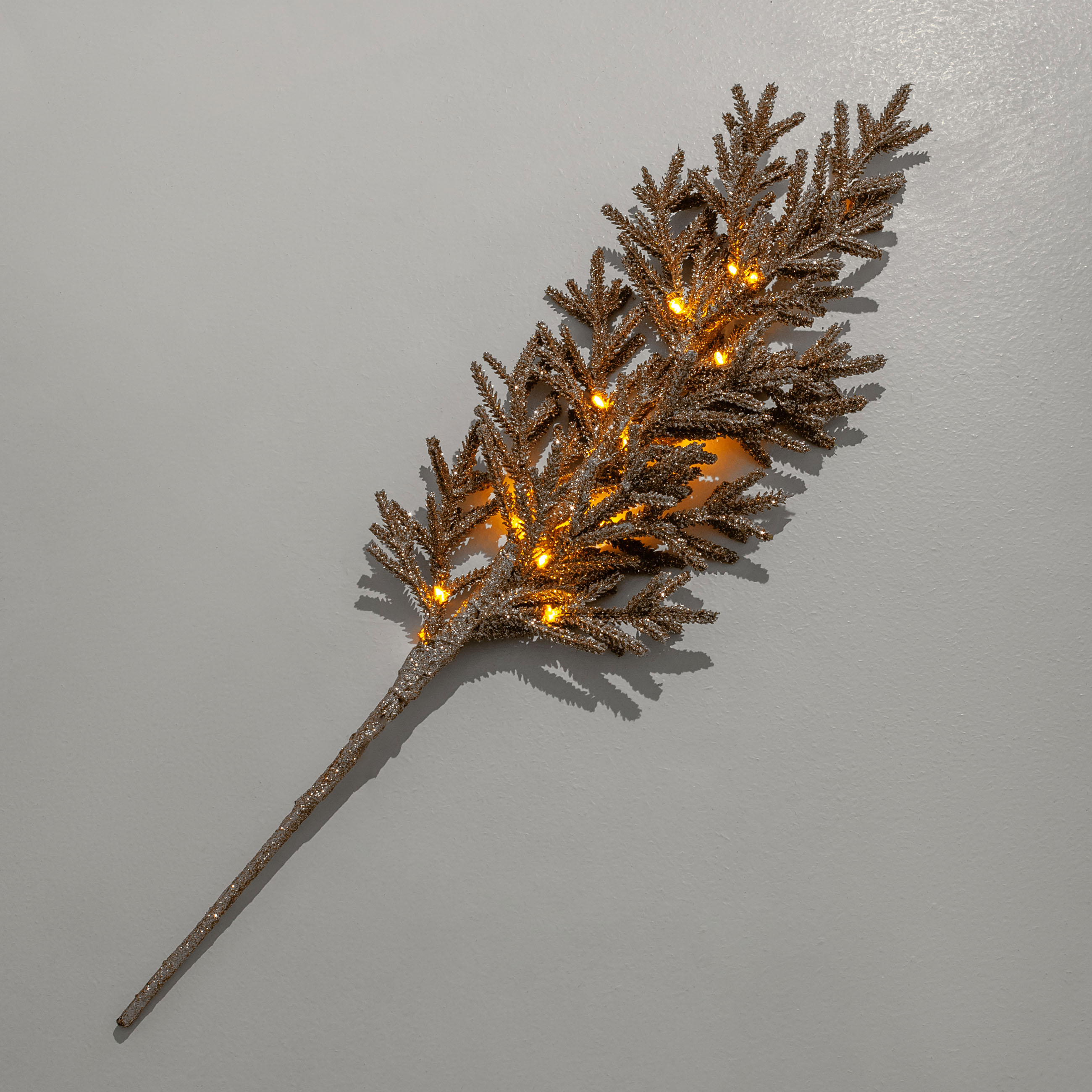 Ветка декоративная, 59 см, с подсветкой, пластик, шампань, Хвоя, Sparkle decor