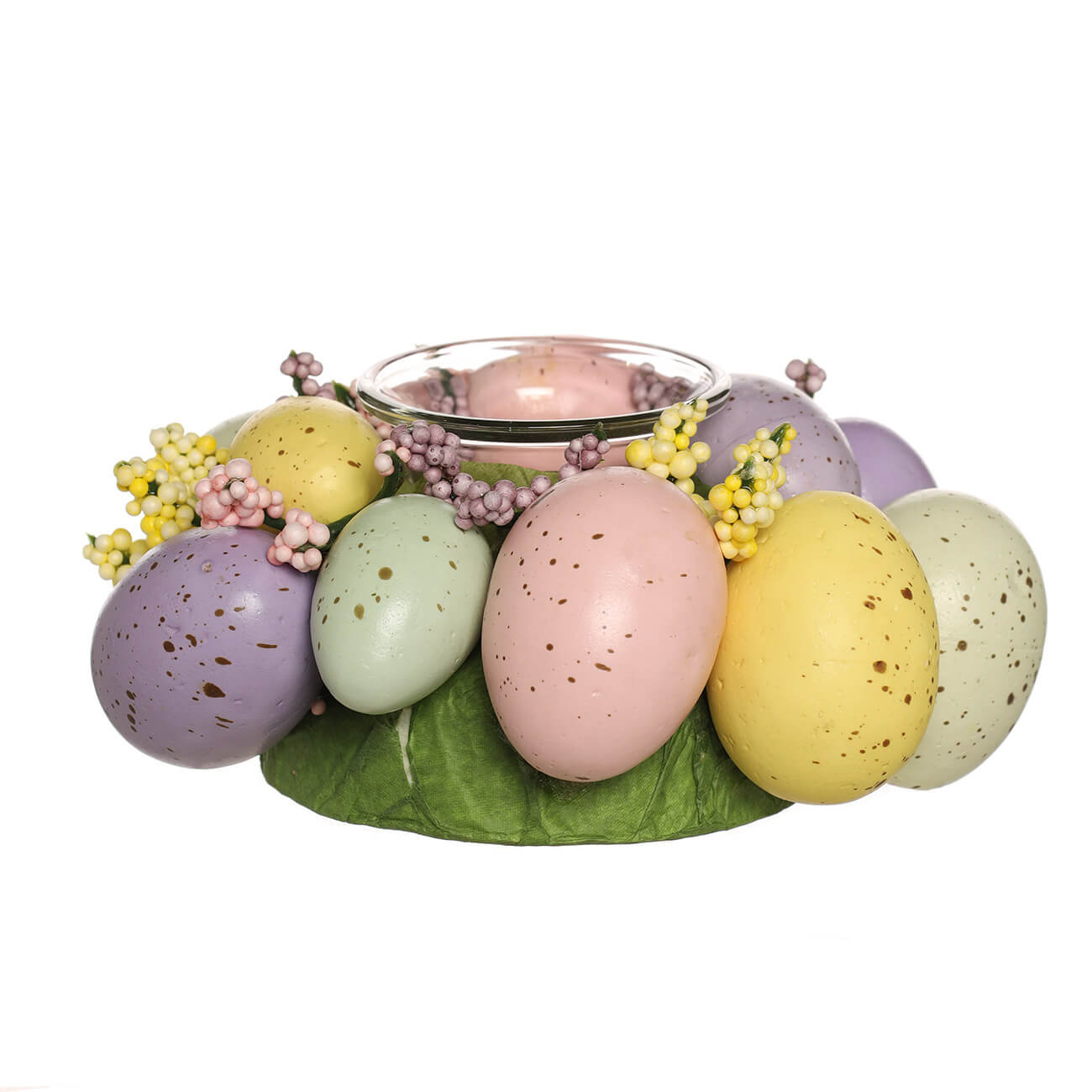 Подсвечник, 16 см, для одной свечи, стекло/пенопласт, Цветные яйца, Easter