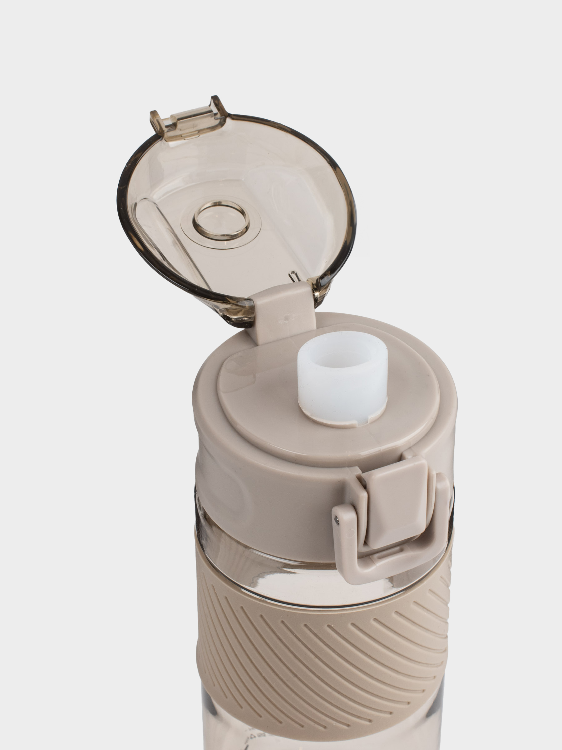 Бутылка для воды, 600 мл, пластик/силикон, бежевая, Sport, image-4