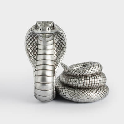 Статуэтка, 13 см, полирезин, серебристая, Кобра, Cobra cute ,image-0
