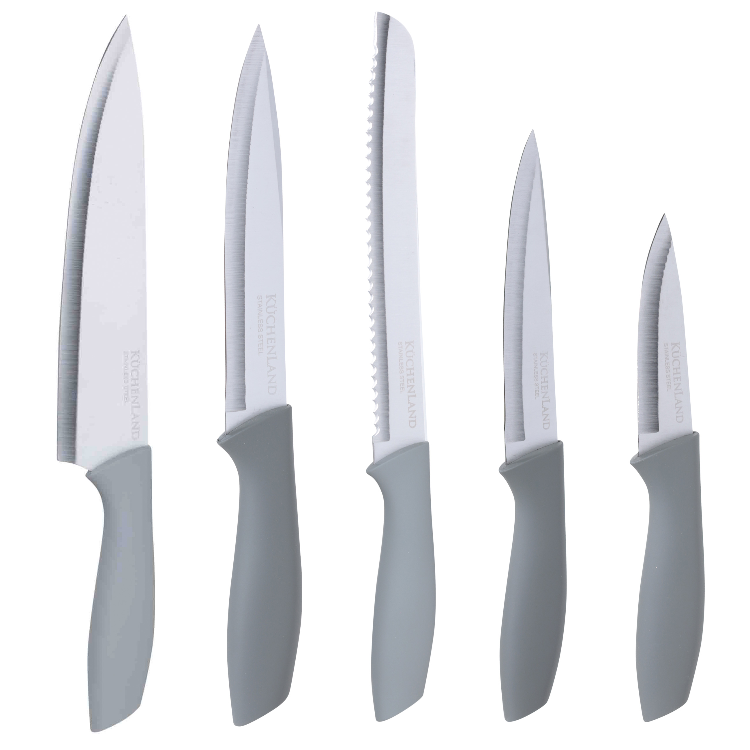 Набор ножей, 5 пр, в подставке, сталь/пластик, серый, Grey steel изображение № 2