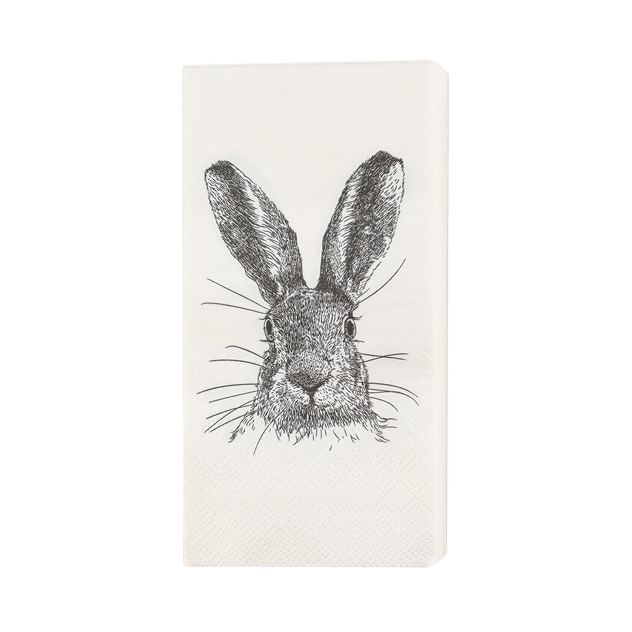 

Салфетки бумажные, 33х33 см, 20 шт, прямоугольные, белые, Кролик, Rabbit