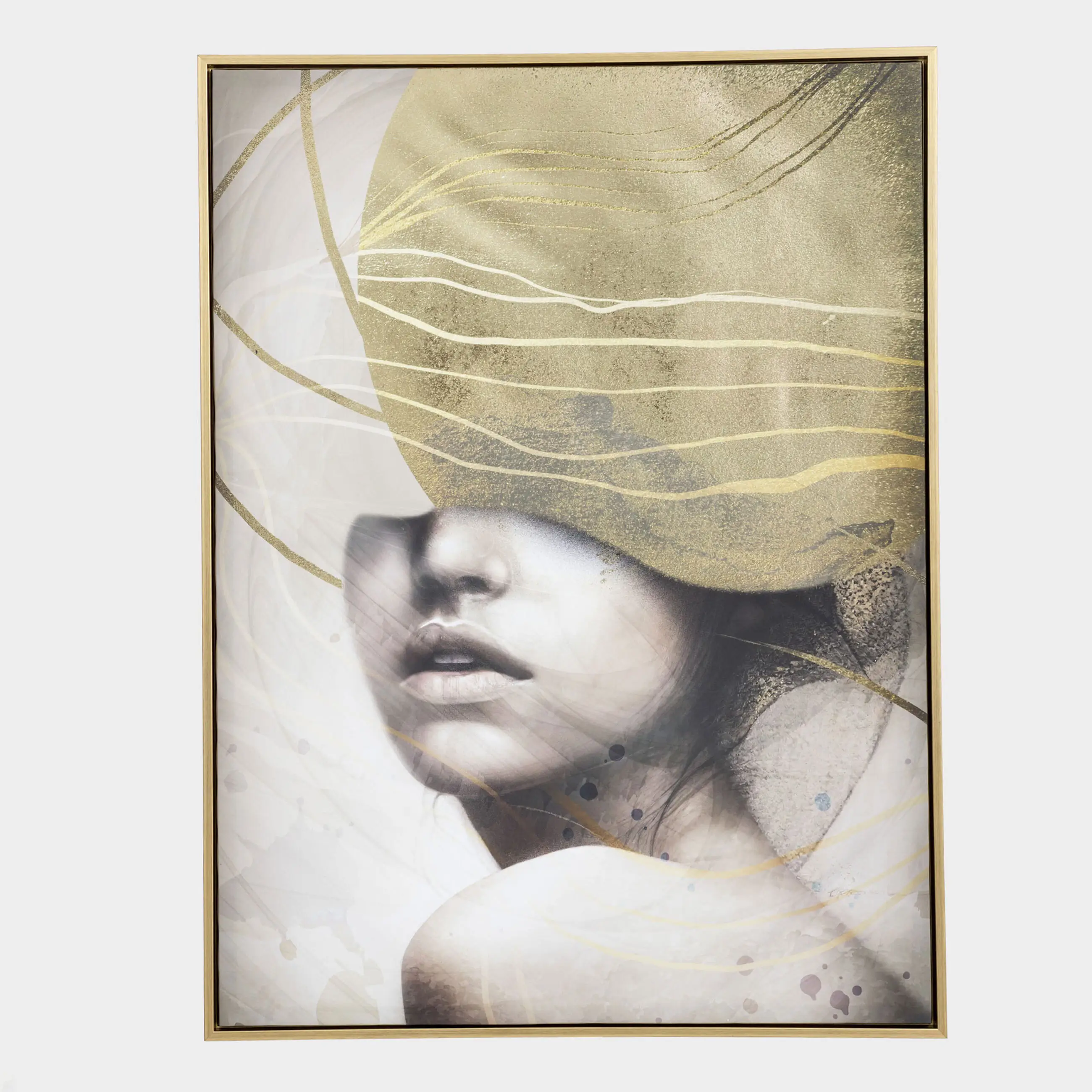 Картина в раме, 75х100 см, холст, золотисто-коричневая, Девушка, Abstract