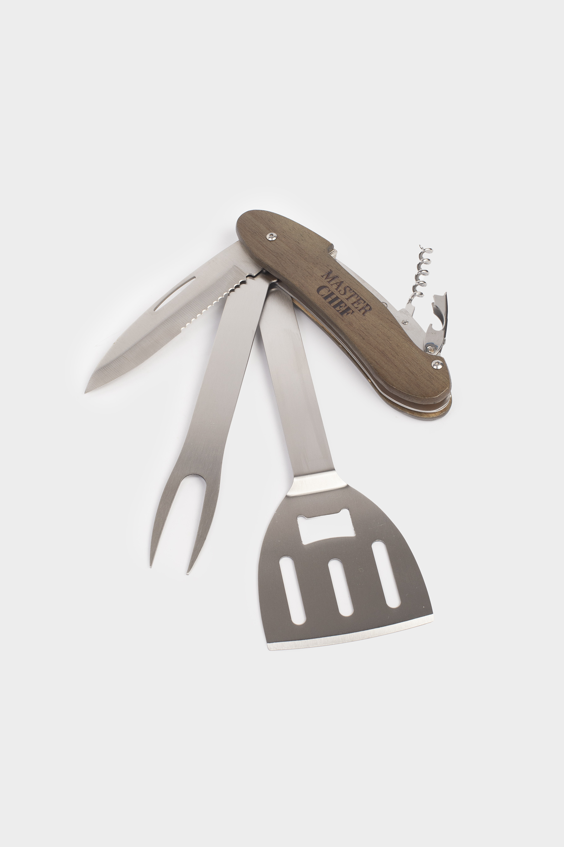 Мультитул для барбекю, 5 в 1, 42 см, разборный, сталь/дерево, BBQ, image-4