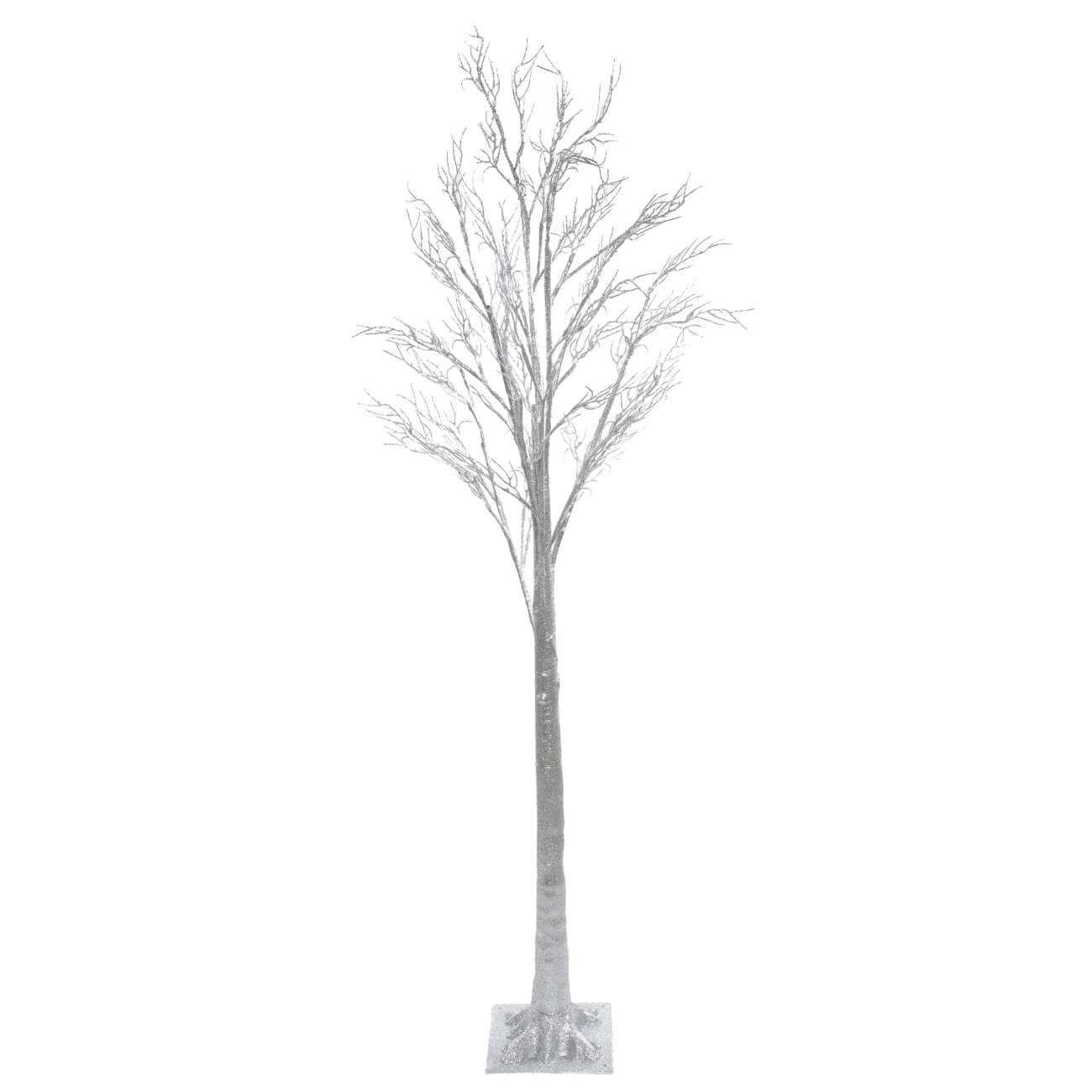 Дерево декоративное, 1,6 м, с подсветкой, серебристое, с блестками, Festive mood