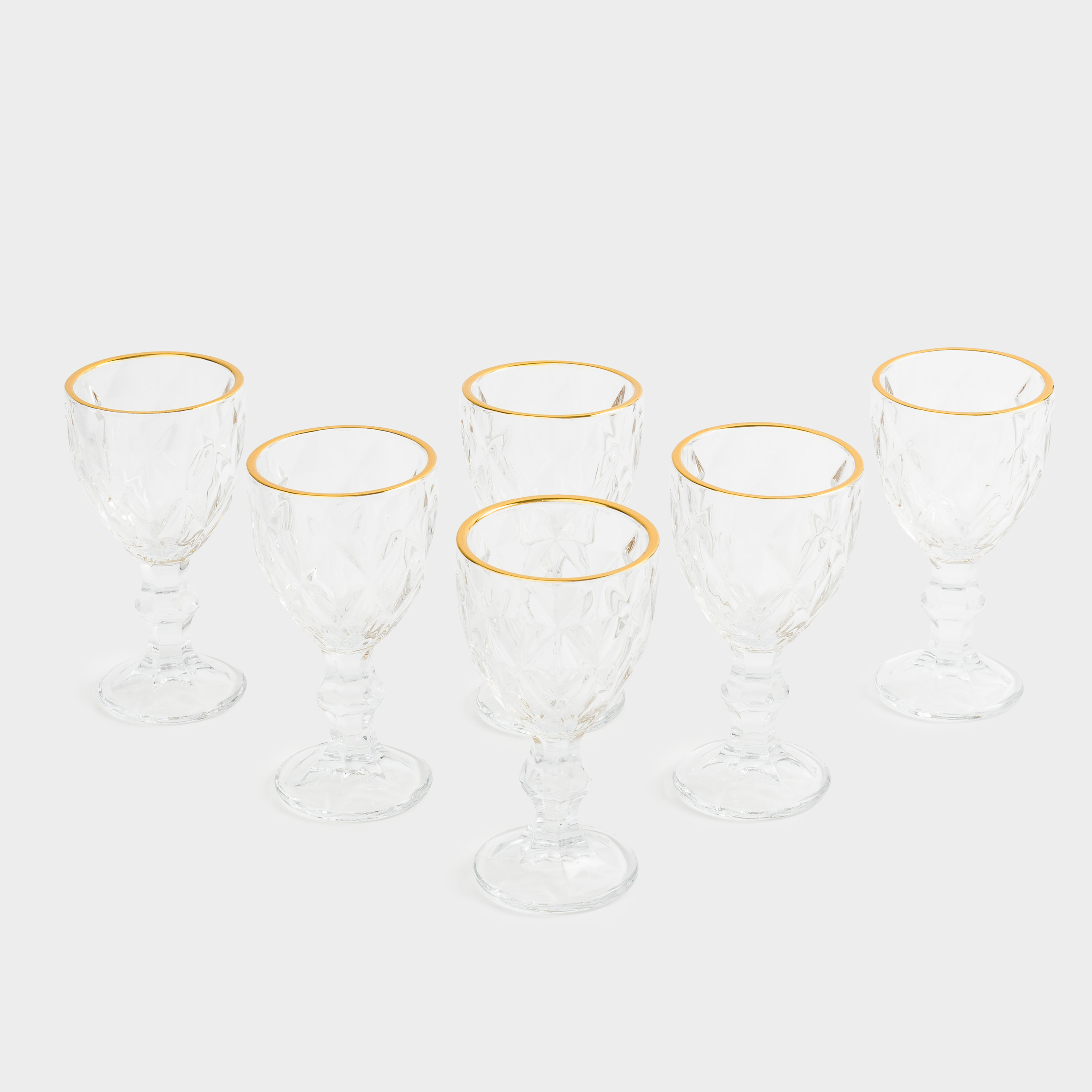 Рюмка, 50 мл, 6 шт, стекло Р, с золотистым кантом, Rhomb gold, image-1