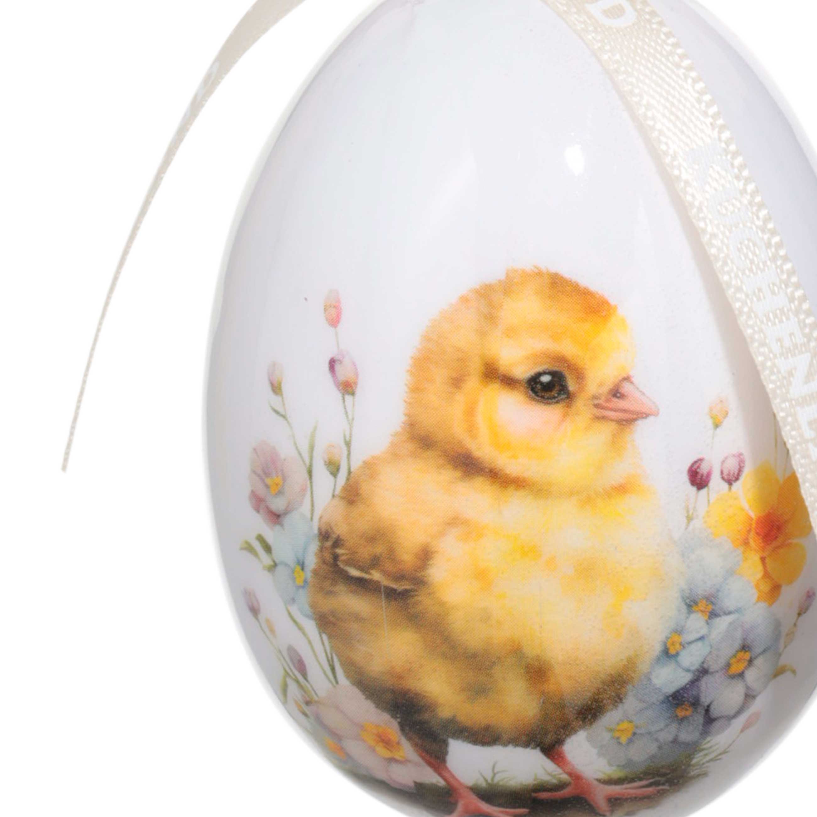 Подвеска, пасхальное яйцо, 6 см, пенопласт, Цыпленок в цветах, Easter изображение № 2