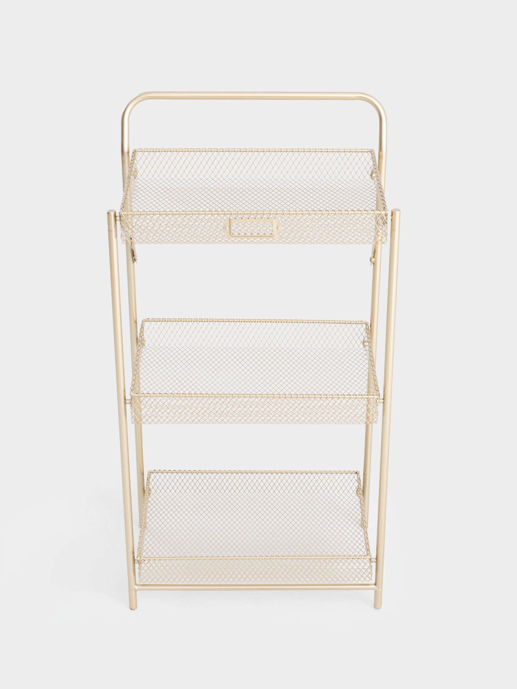 Этажерка, 3-х ярусная, 42х27х82 см, металл, золотистая, Compact gold , image-5