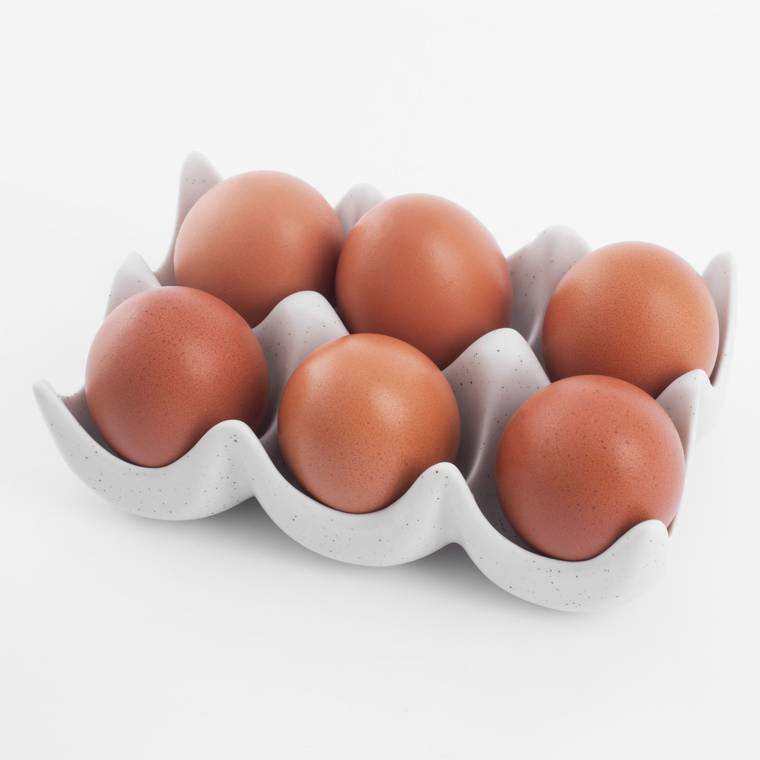 Подставка для яйца, 15х10 см, 6 отд, фарфор P, молочная, в крапинку, Natural Easter