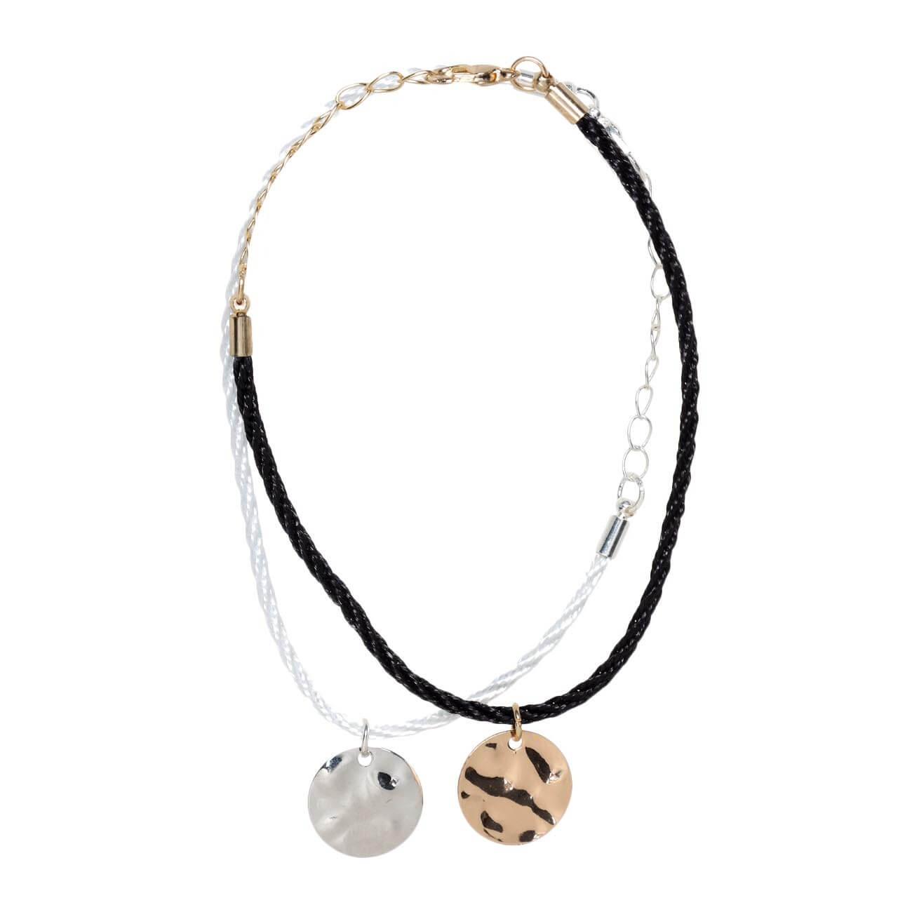 

Браслет, 11 см, 2 шт, полиэстер/металл, черный/серый, Медальоны, Jewelry