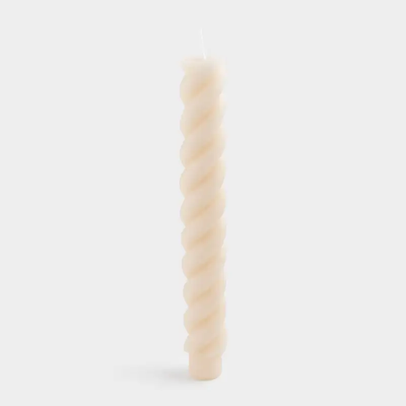 Свеча, 20 см, тонкая, молочная, Спираль, Spiral shape