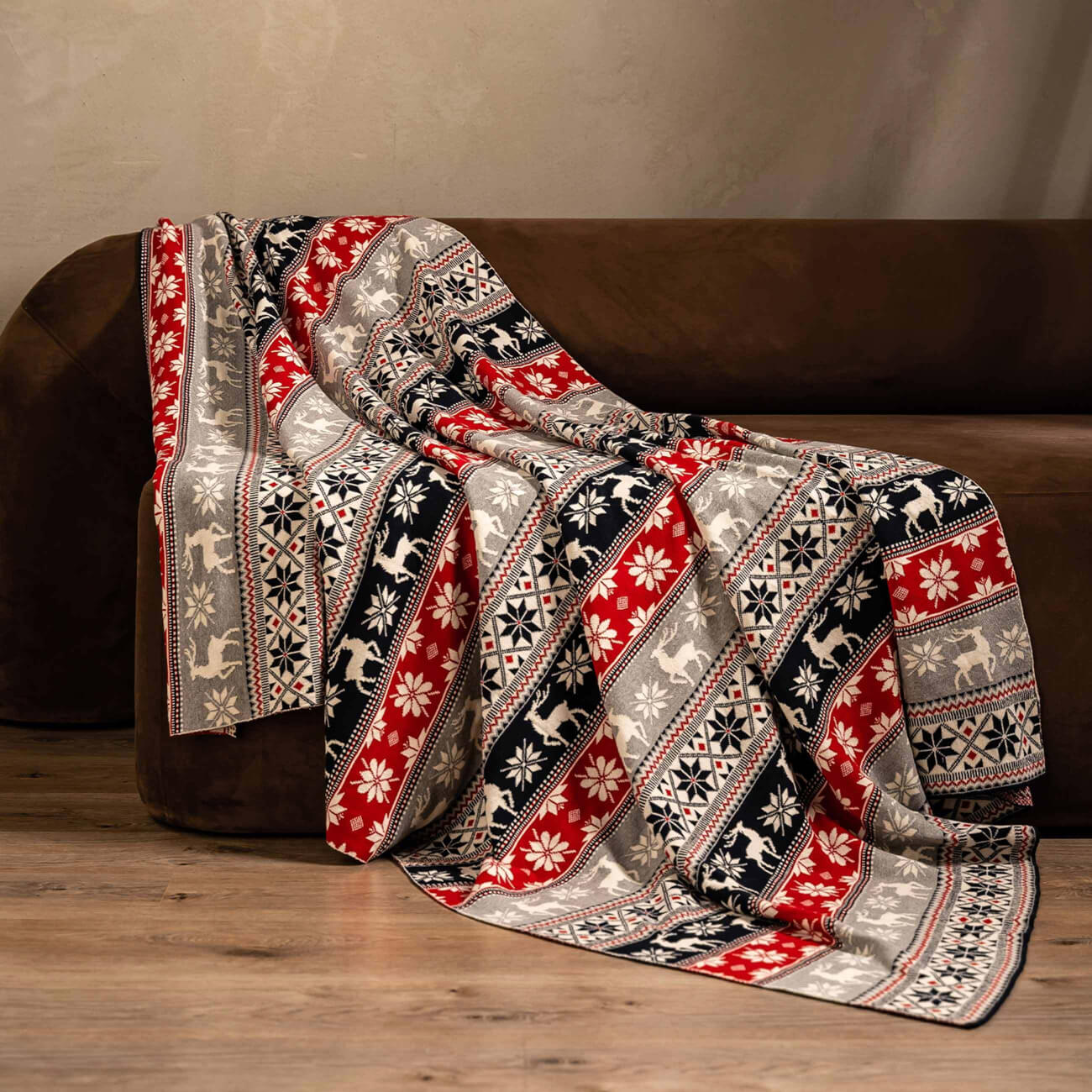 

Плед, 130х170 см, двусторонний, хлопок, Олени, Lapland print