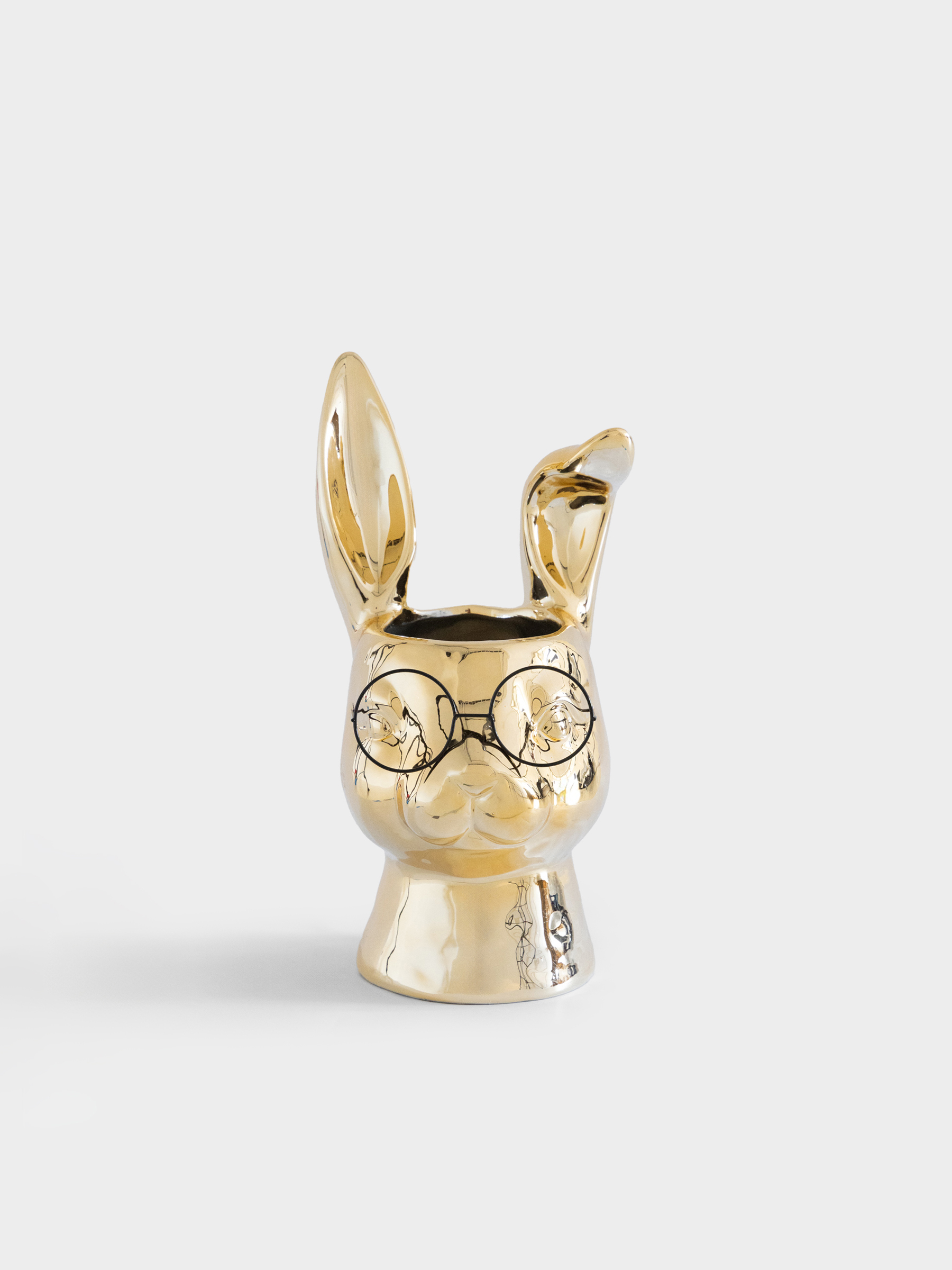 Ваза для цветов, 30 см, декоративная, Кролик в очках, Rabbit gold