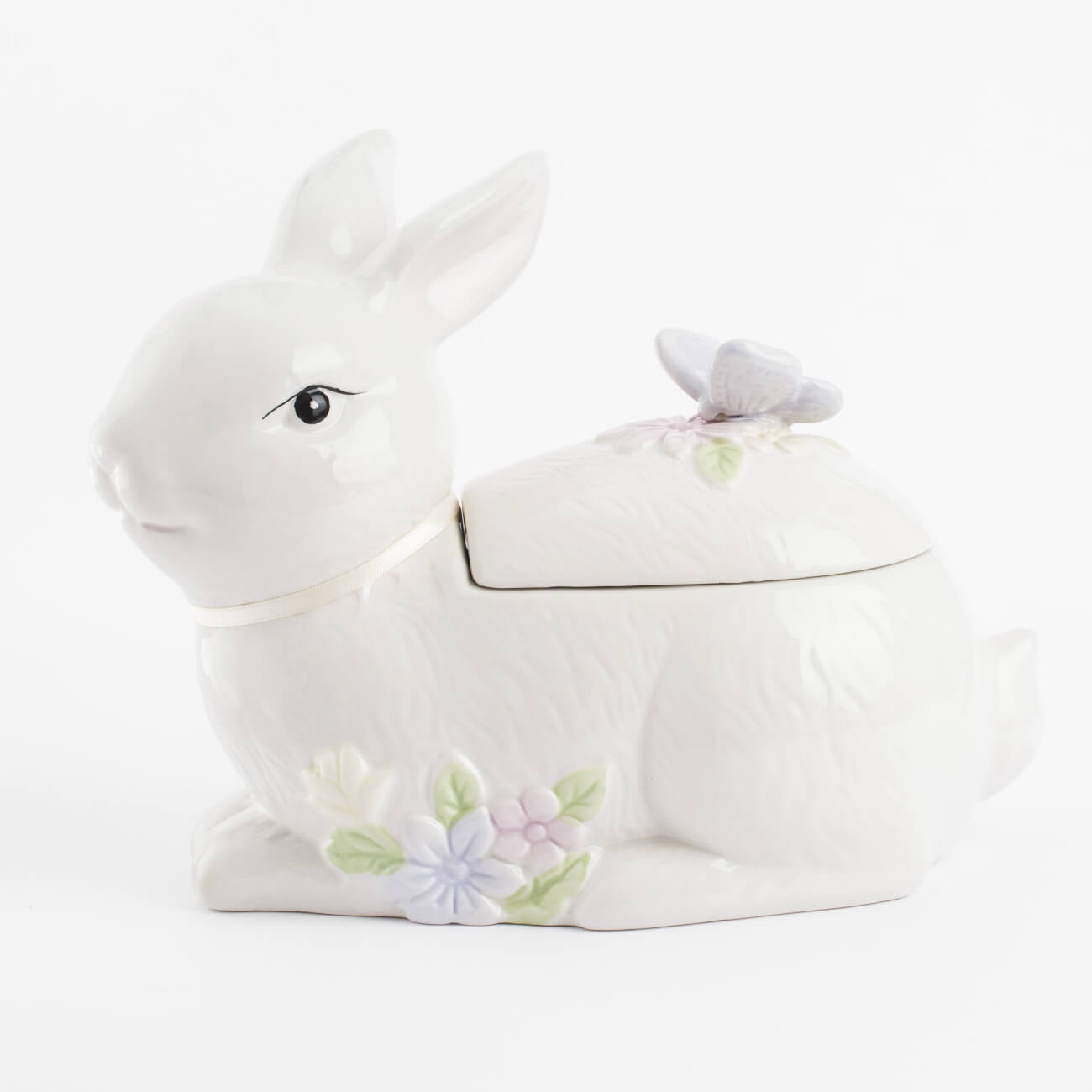 емкость для хранения 17х14 см 1 5 л с ручкой керамика молочная перламутр кролик easter Емкость для хранения, 25х19 см, 1,1 л, керамика, белая, Кролик с бабочкой, Easter
