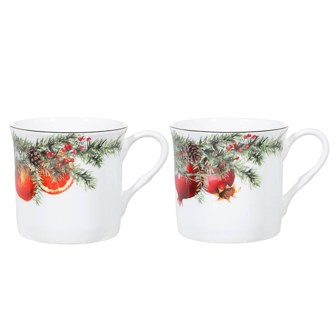 

Кружка, 300 мл, 2 шт, фарфор F, Гранаты/Мандарины, Christmas miracle