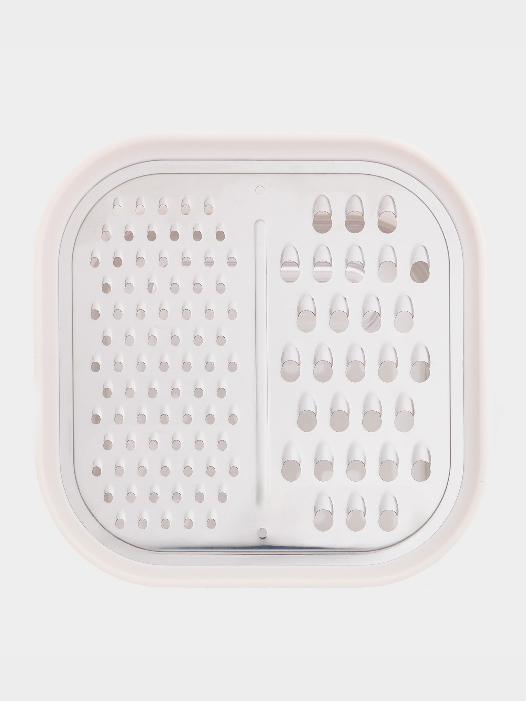 Терка, 14х14 см, с контейнером, сталь/пластик, молочная, Soft kitchen, image-0