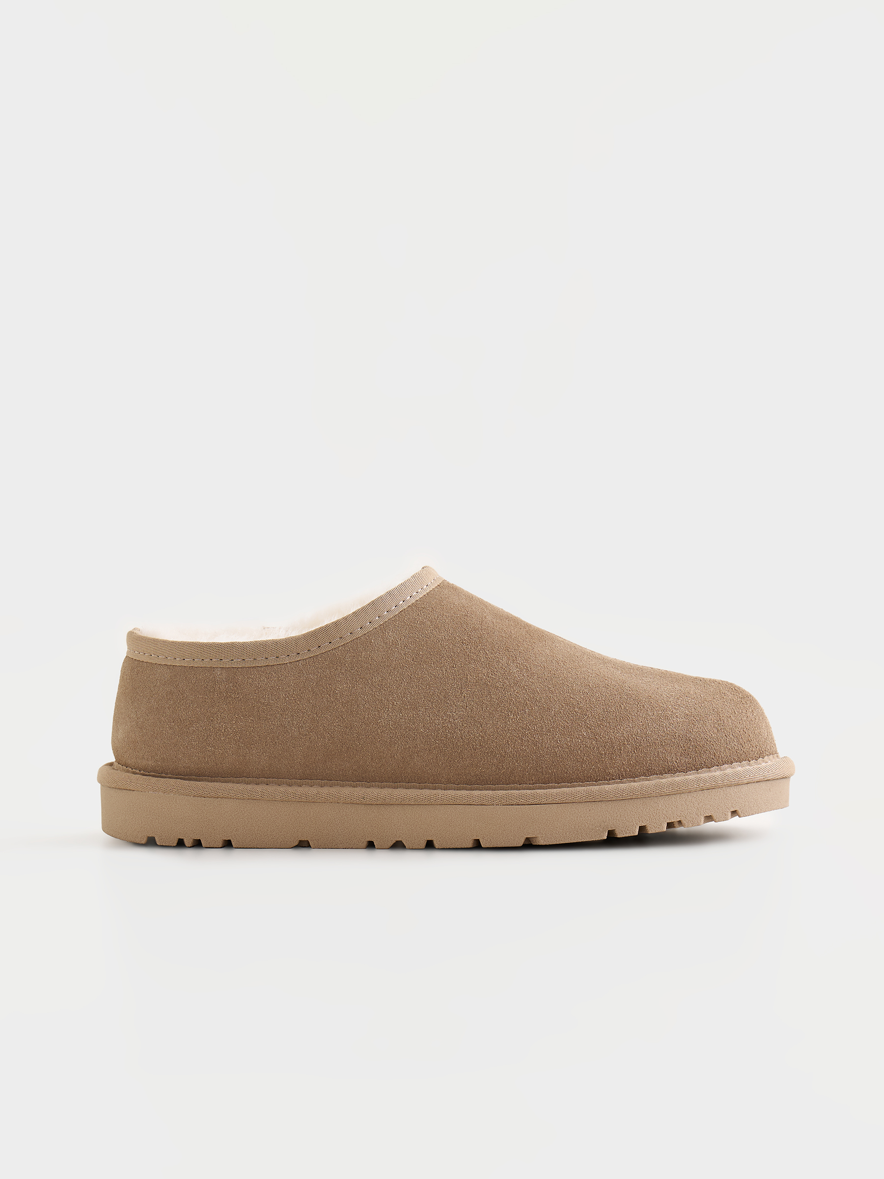 Угги женские, р. 37, с открытой пяткой, замша/шерсть, бежевые, Suede, image-0