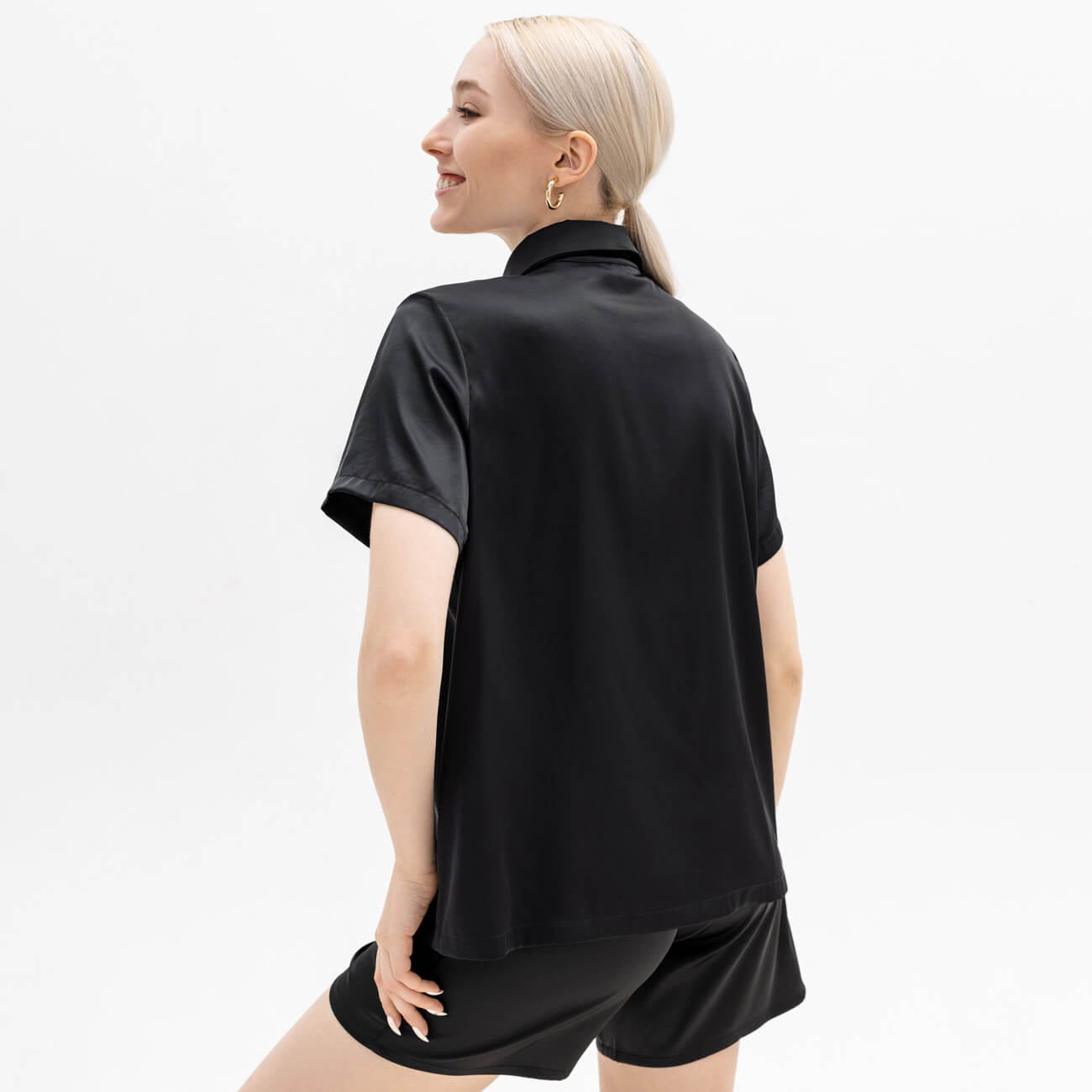 Рубашка женская, р. M, с коротким рукавом, полиэстер/эластан, черная, Madeline sfvest 4006 светоотражающая футболка рабочая одежда одежда рабочая одежда с коротким рукавом светоотражающая защитная рубашка дышащий