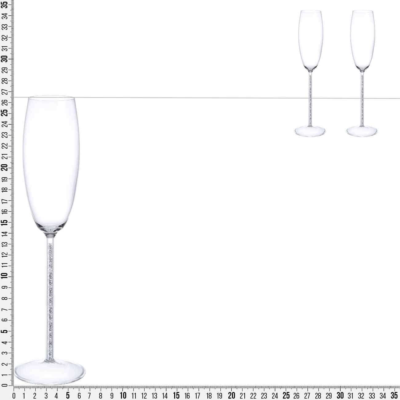 Бокал для шампанского, 180 мл, 2 шт, стекло/стразы, Crystal decor изображение № 3