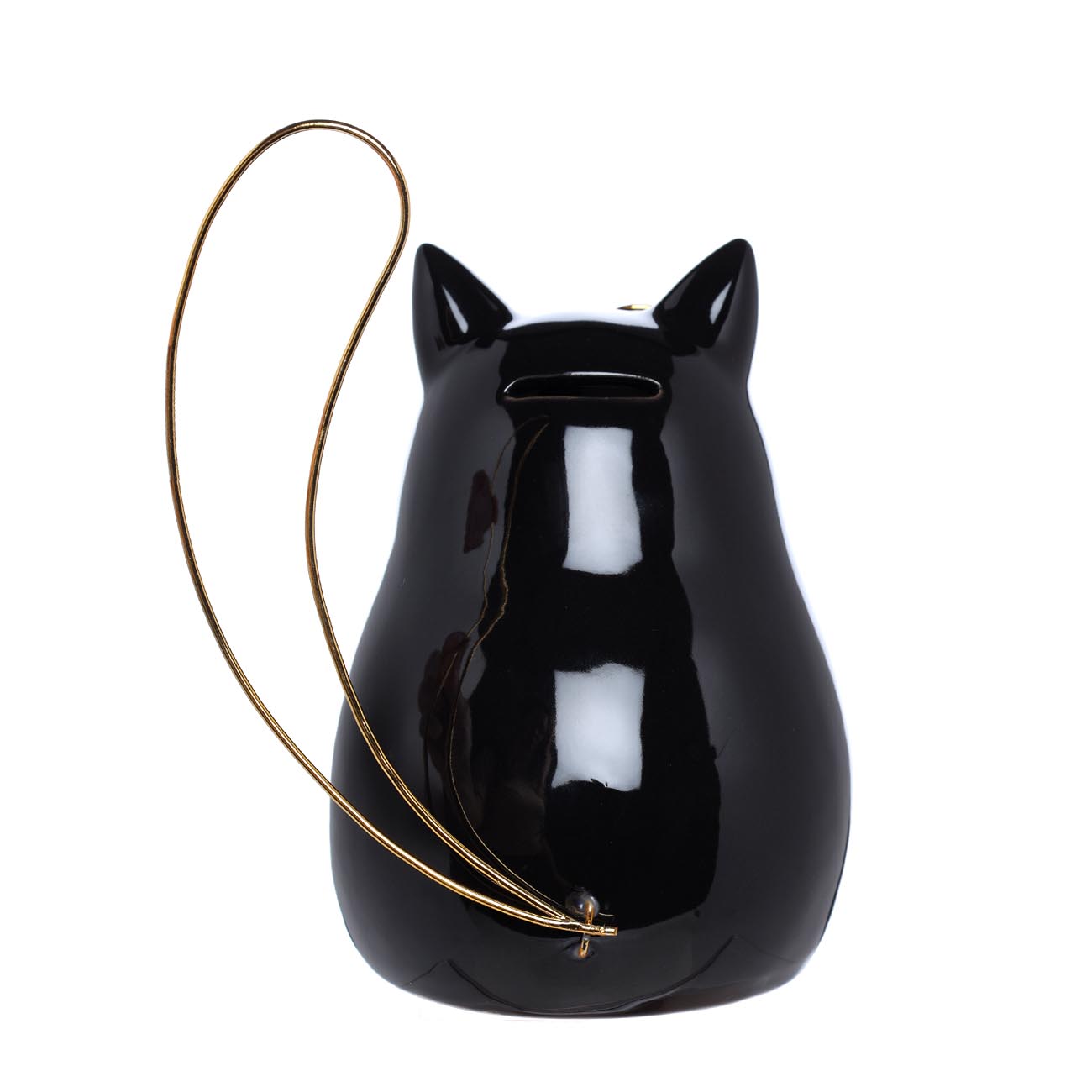 Копилка, 16 см, фарфор Р/металл, Черная кошка в очках, Cat изображение № 2
